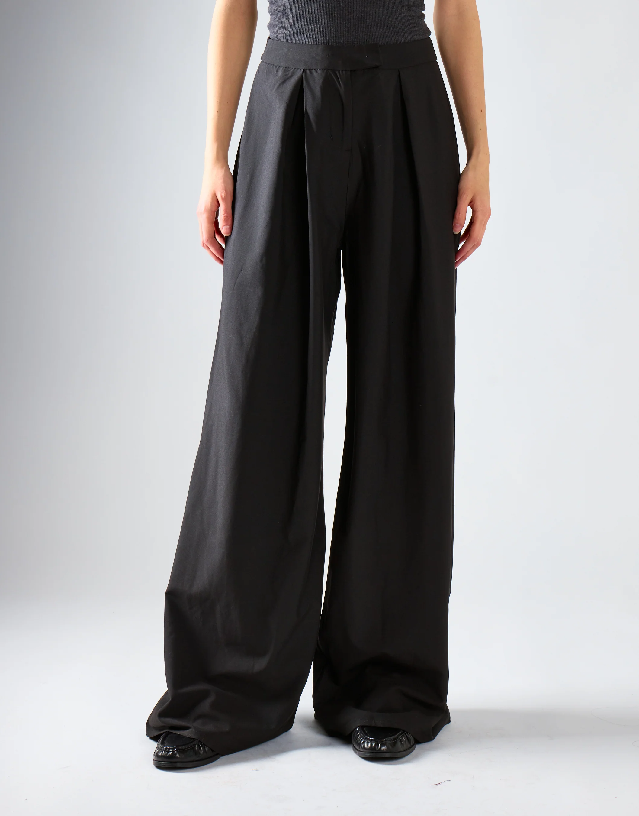 Black High-Waisted Wide-Leg Trousers - Image 3