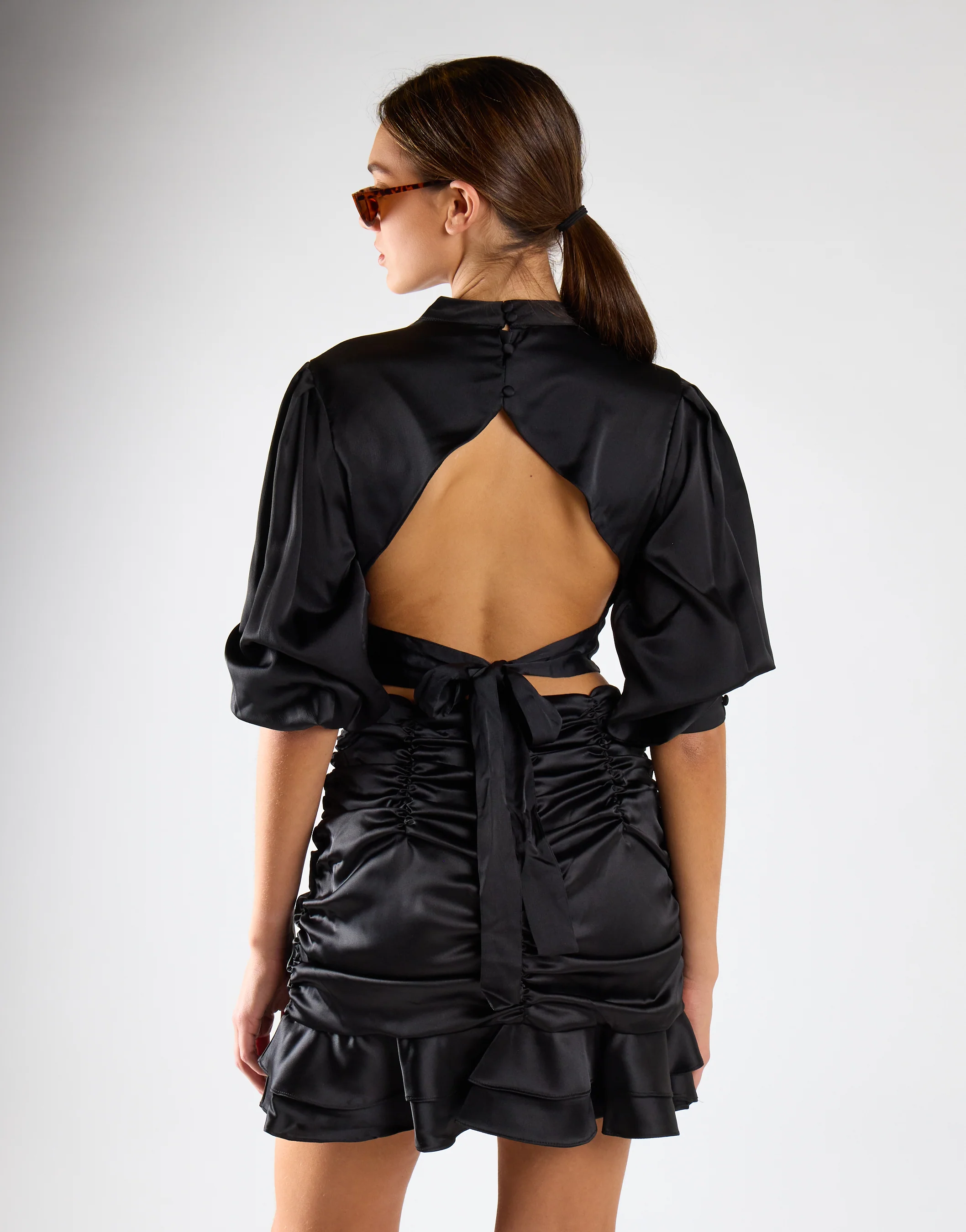 Black Kaitlyn Co-ord Ruched Mini Skirt - Image 2