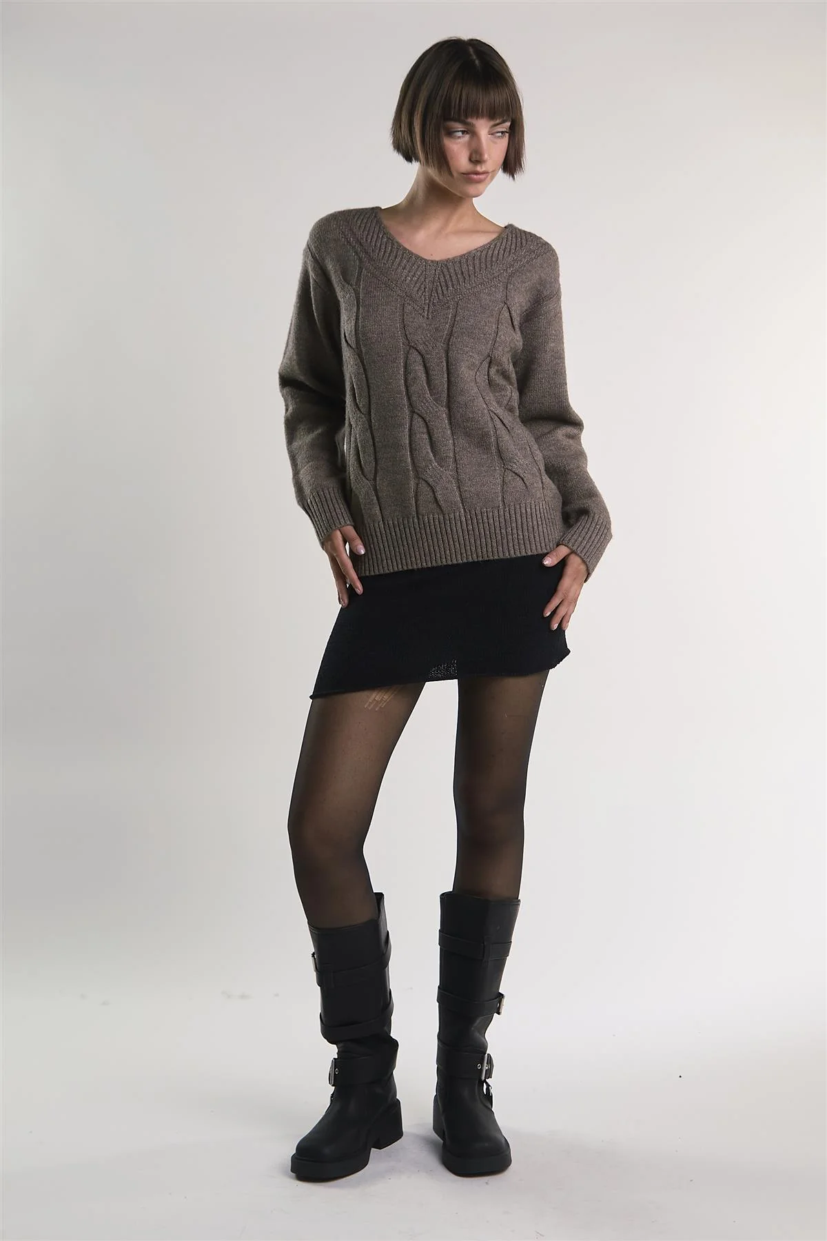 Black Knit-Fitted Mini-Skirt - Image 4