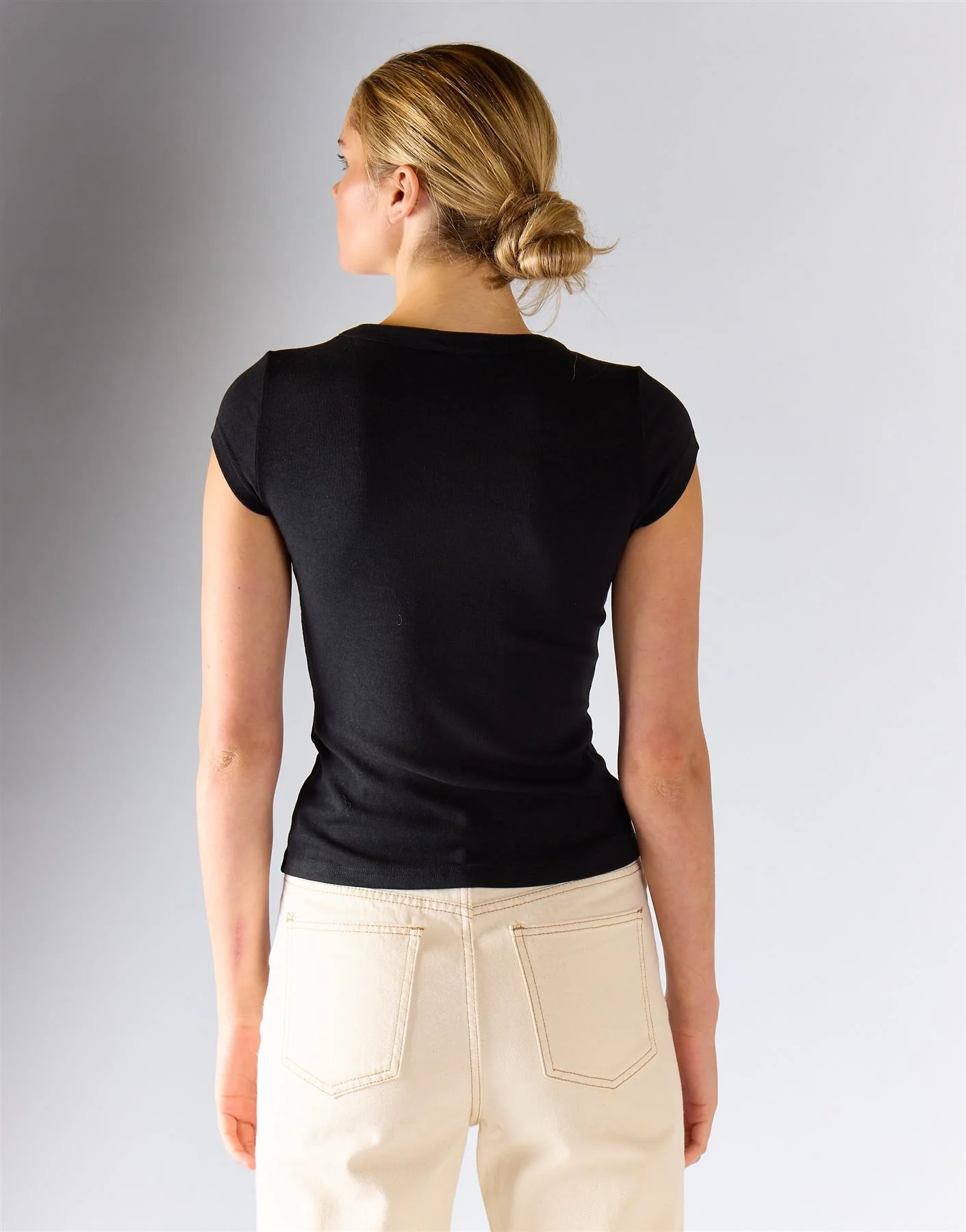 Black Knitted Button Front Top - Image 4