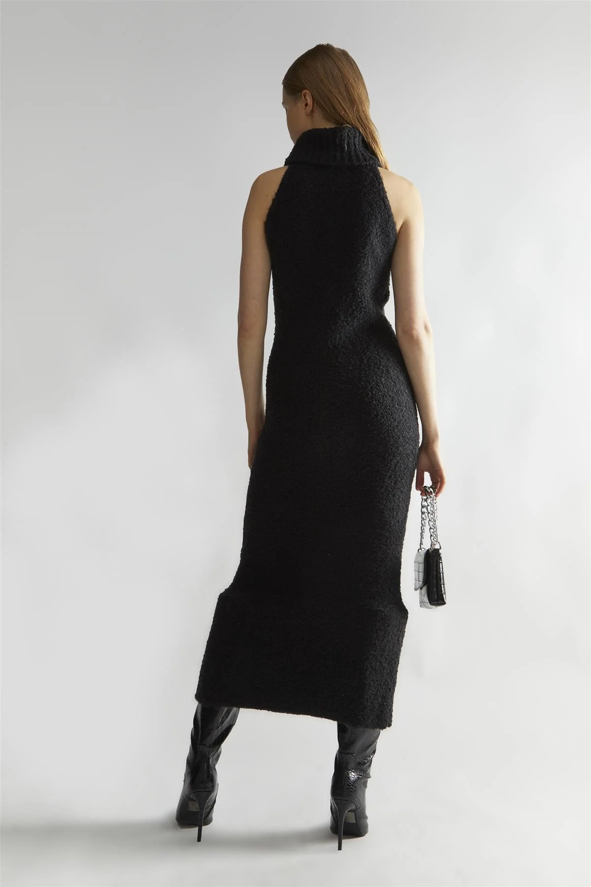 Black Knitted Roll-Neck Maxi-Dress - Image 2