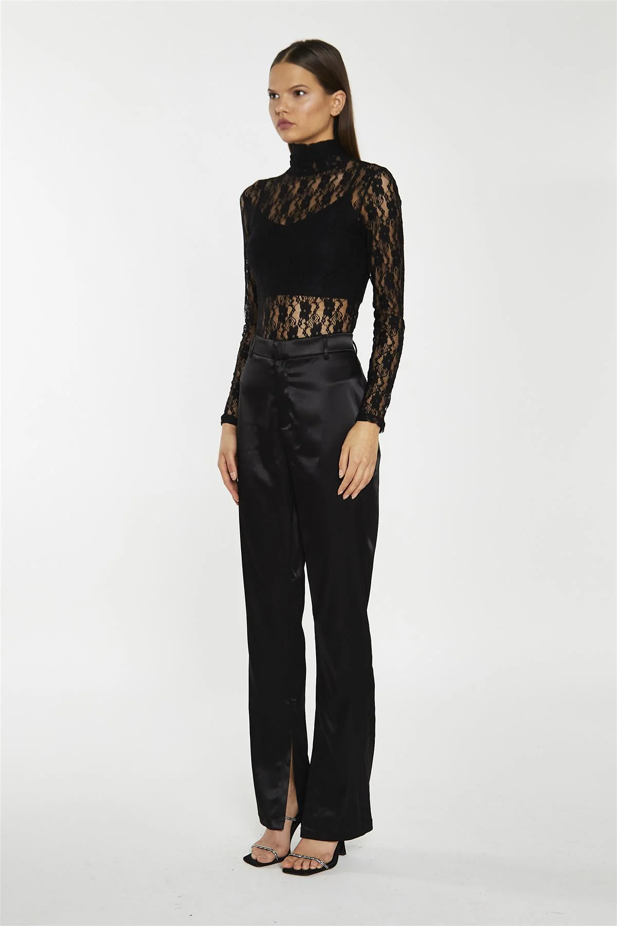 Black-Lace High-Neck Bodysuit - Image 4