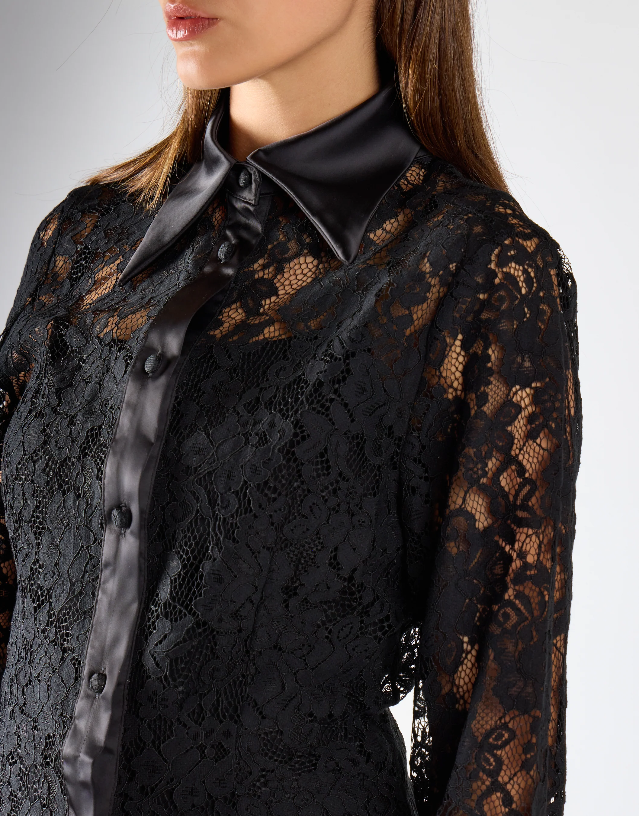 Black Lace Longline Shirt - Image 4