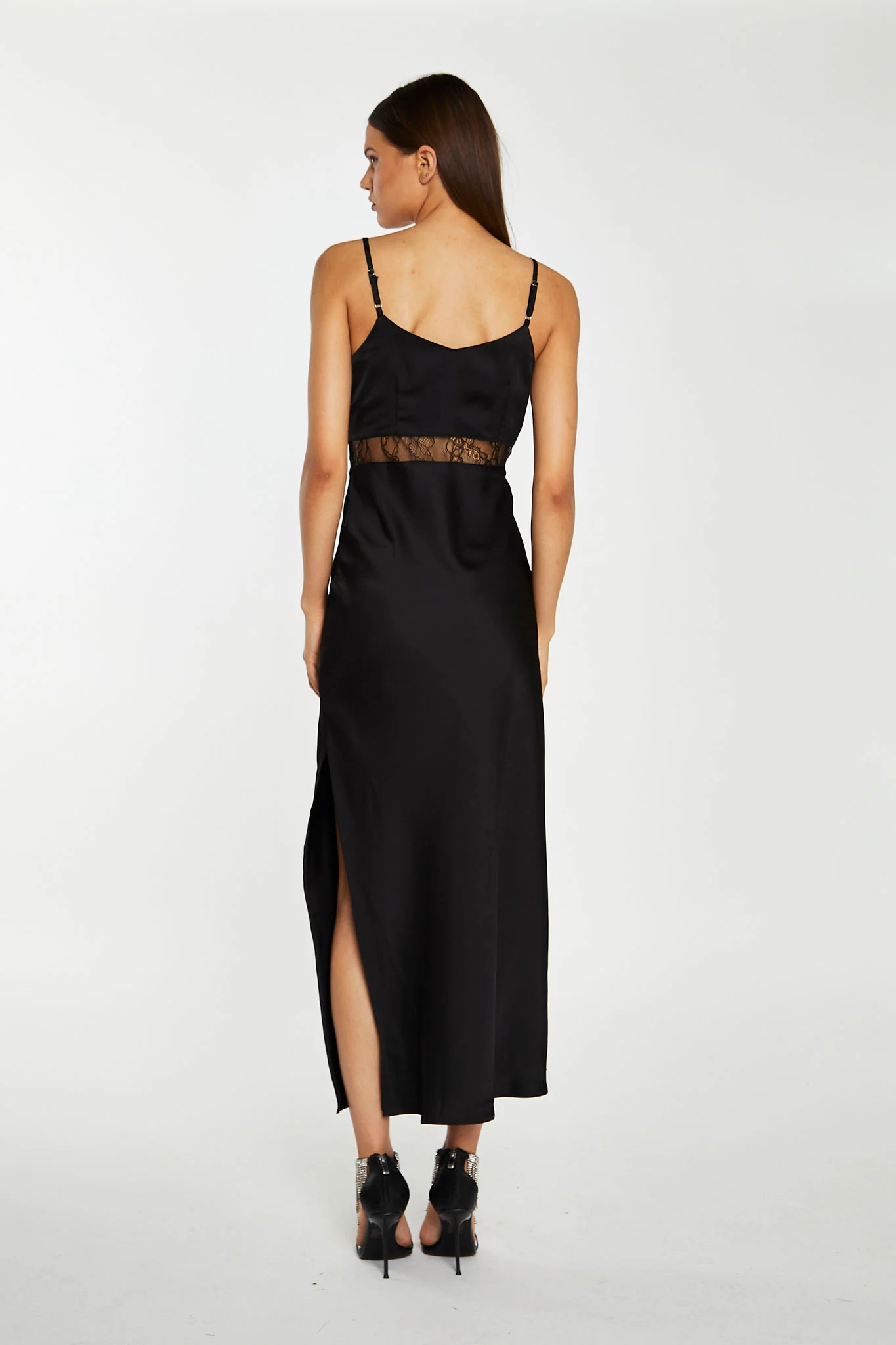 Black Lace Trim Cami Midaxi-Dress - Image 3