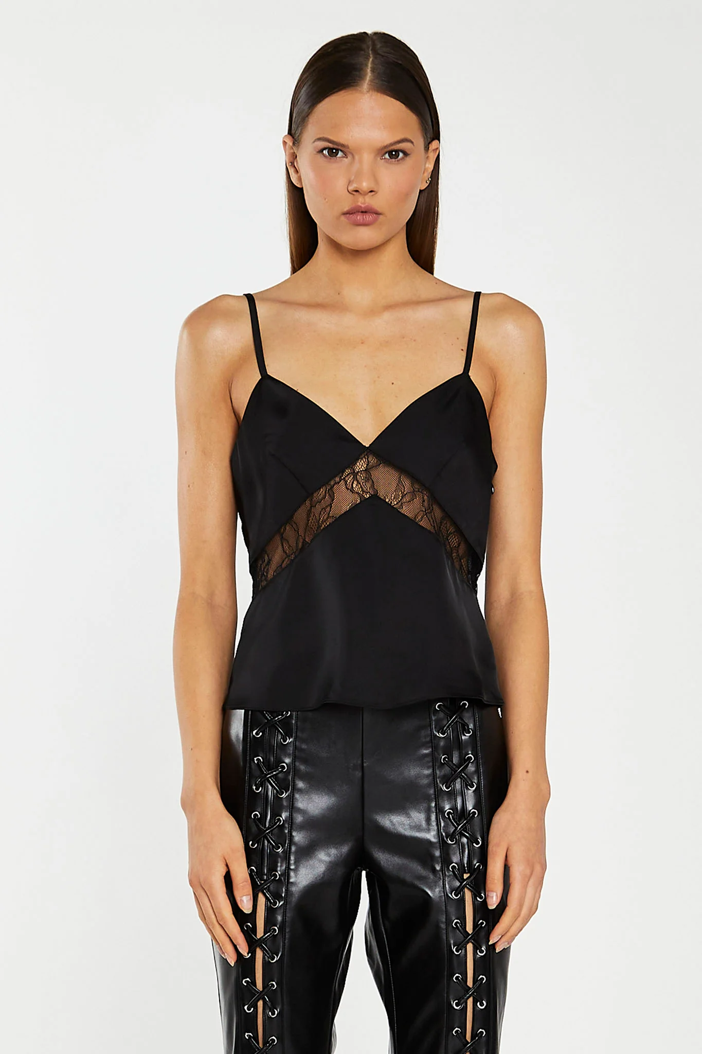 Black Lace Trim Camisole Top - Image 4