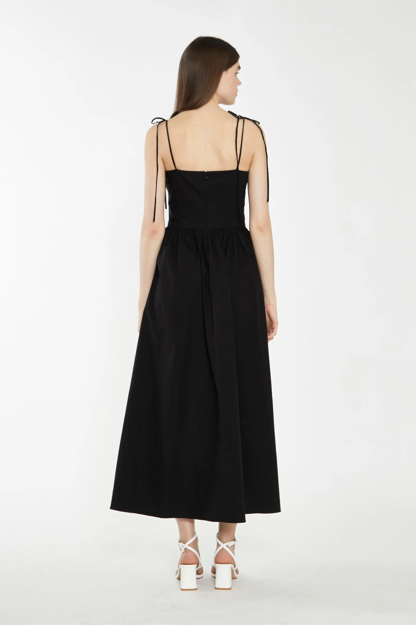 Black Lace-Up Bodice Maxi Dress - Image 2