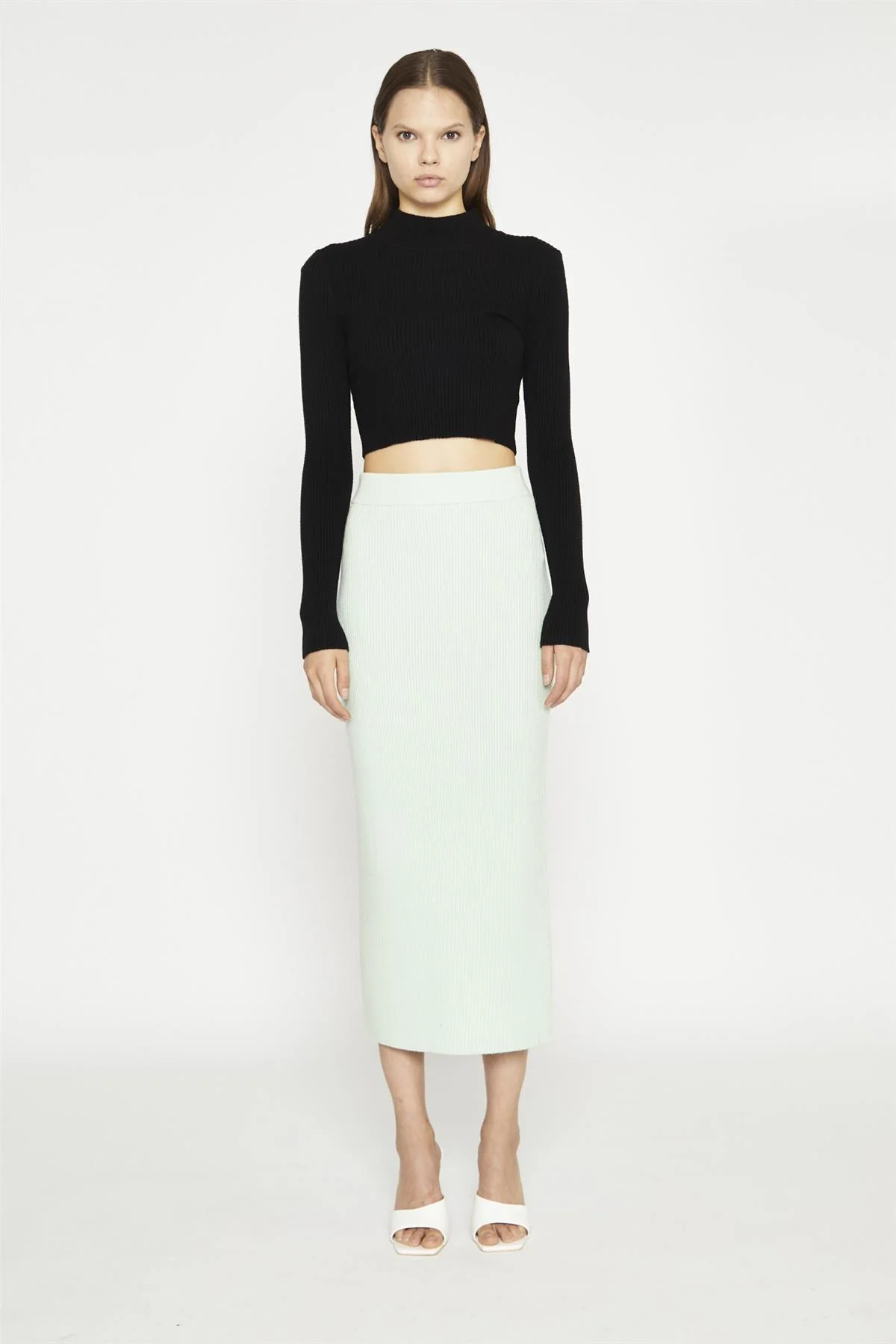Black Long-Sleeve High-Neck Top