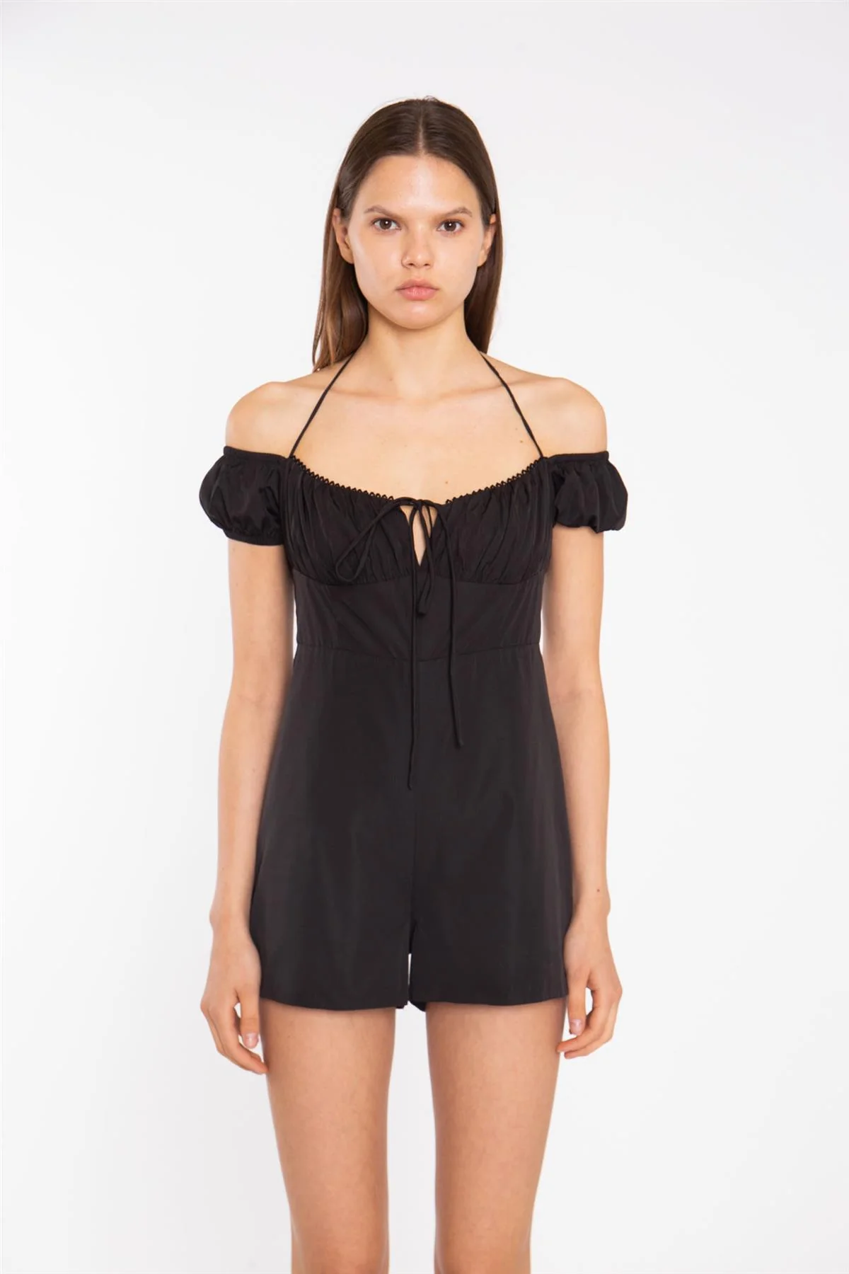 Black Milkmaid Halterneck-Playsuit - Image 3