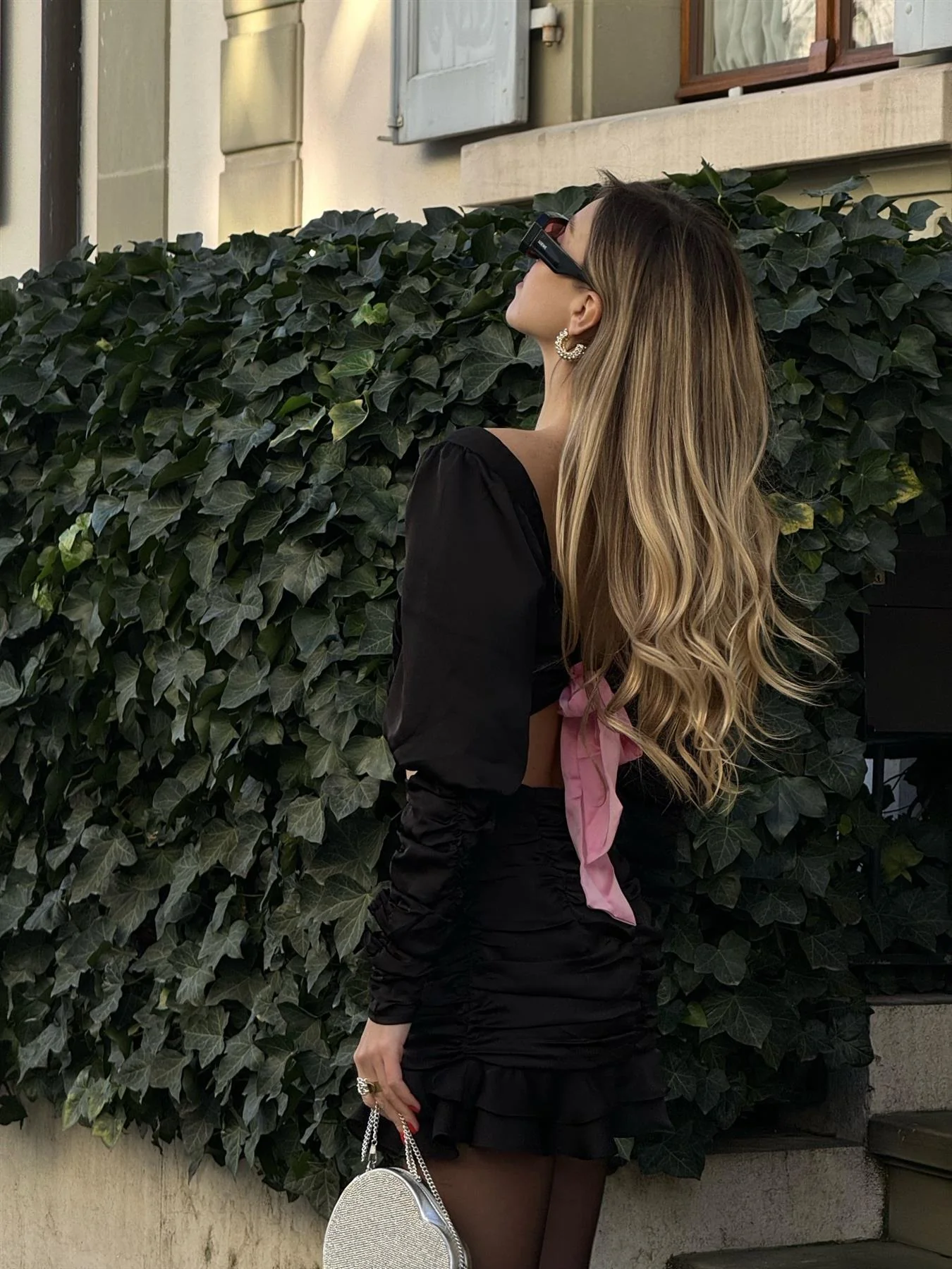 Black-Pink Kaitlyn Co-ord Ruched Crop-Top - Image 4