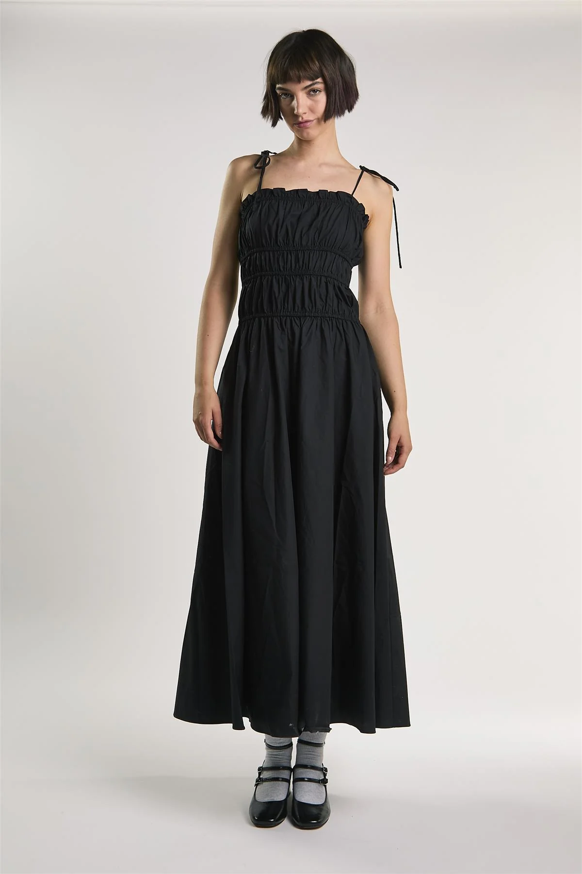 Black Pleated Strappy Dress - Image 2