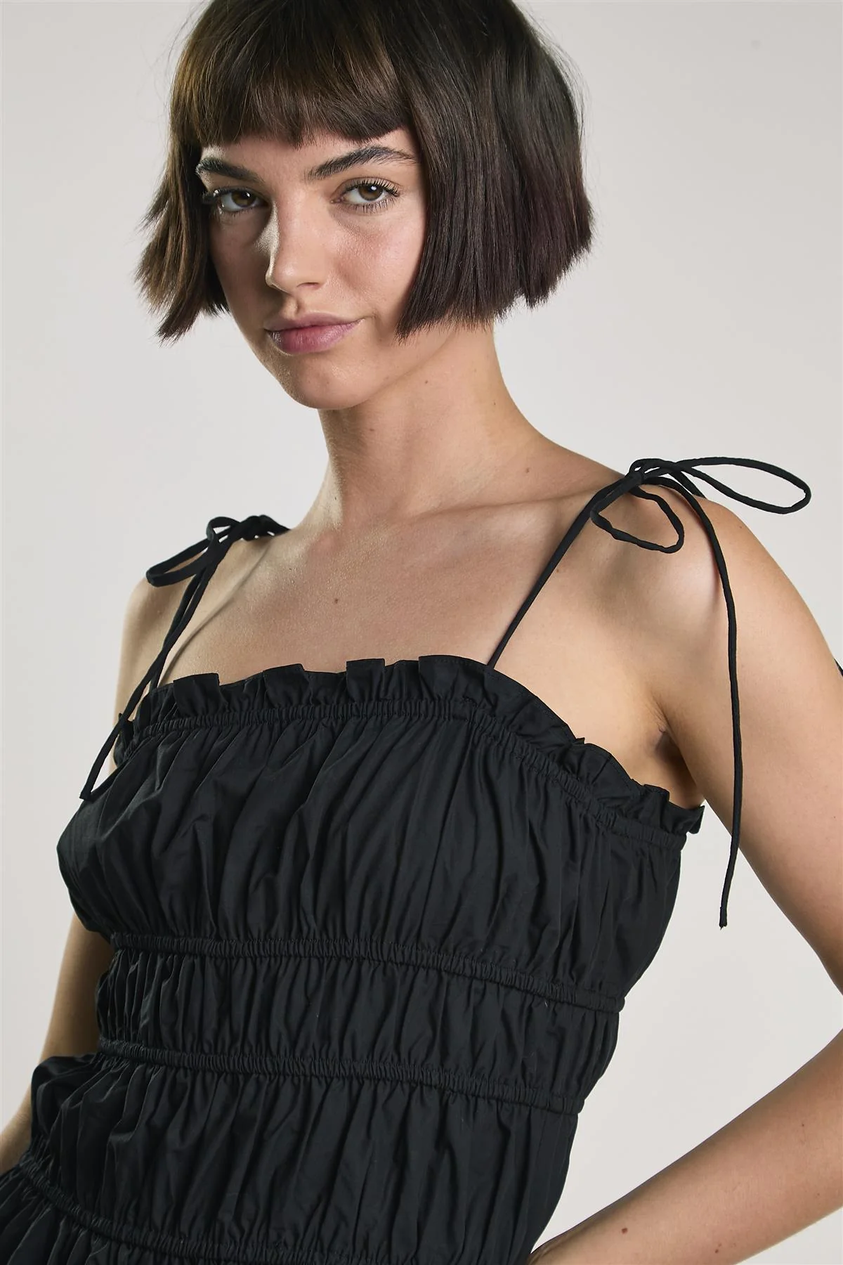 Black Pleated Strappy Dress - Image 4