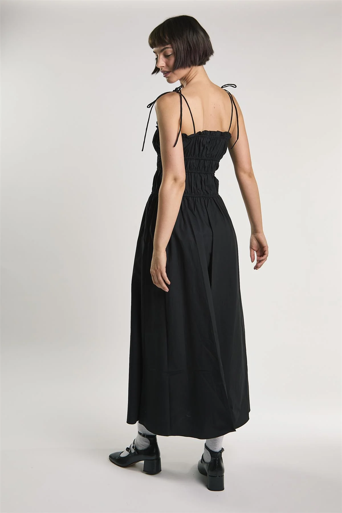 Black Pleated Strappy Dress - Image 5