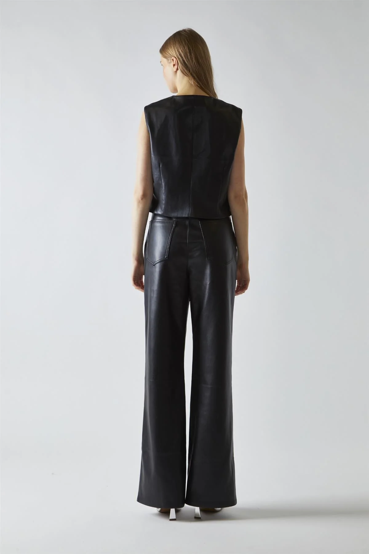 Black-PU Classic Waistcoat - Image 2
