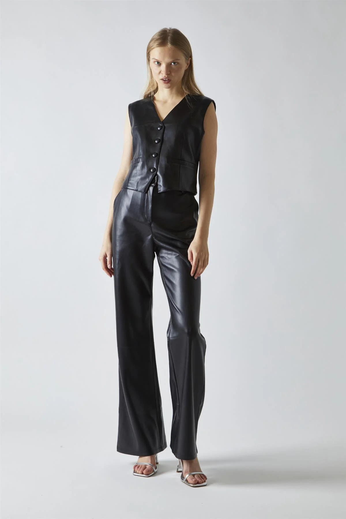 Black-PU Classic Waistcoat - Image 4