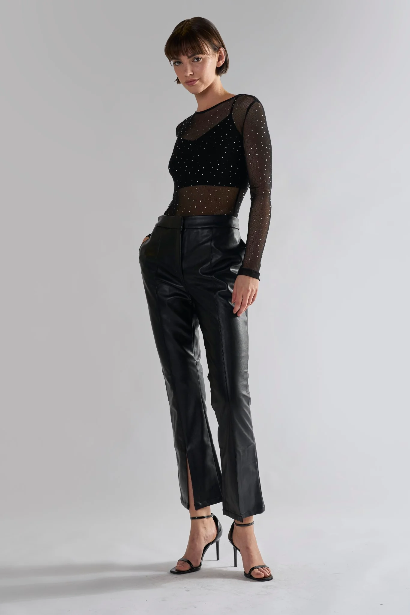 Black PU Flared Trousers - Image 4