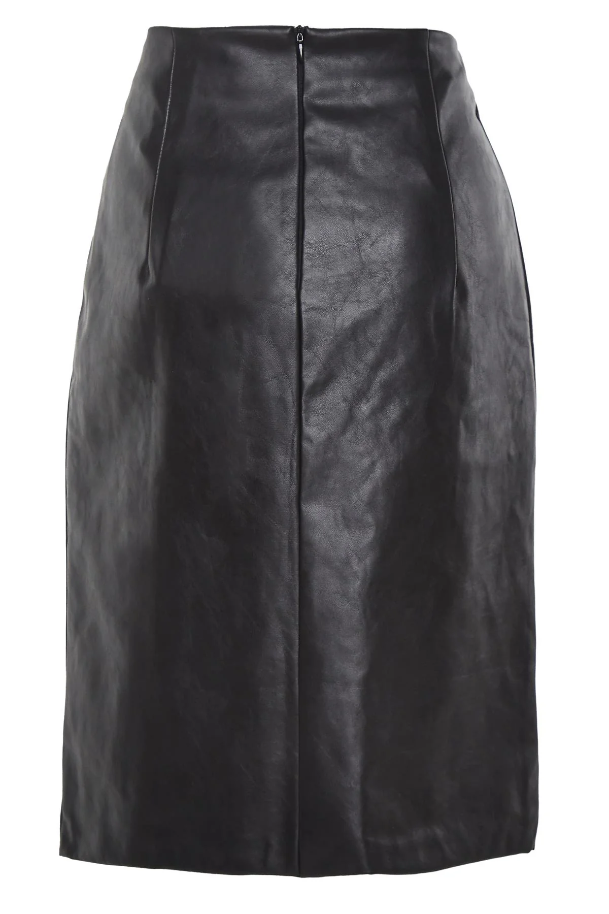 Black-Pu High-Waisted Midi-Skirt - Image 2