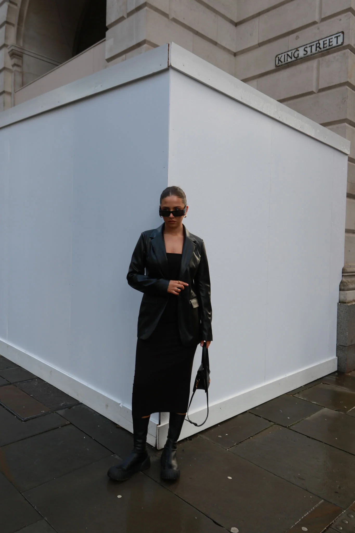 Black PU Oversized-Fit Blazer - Image 4