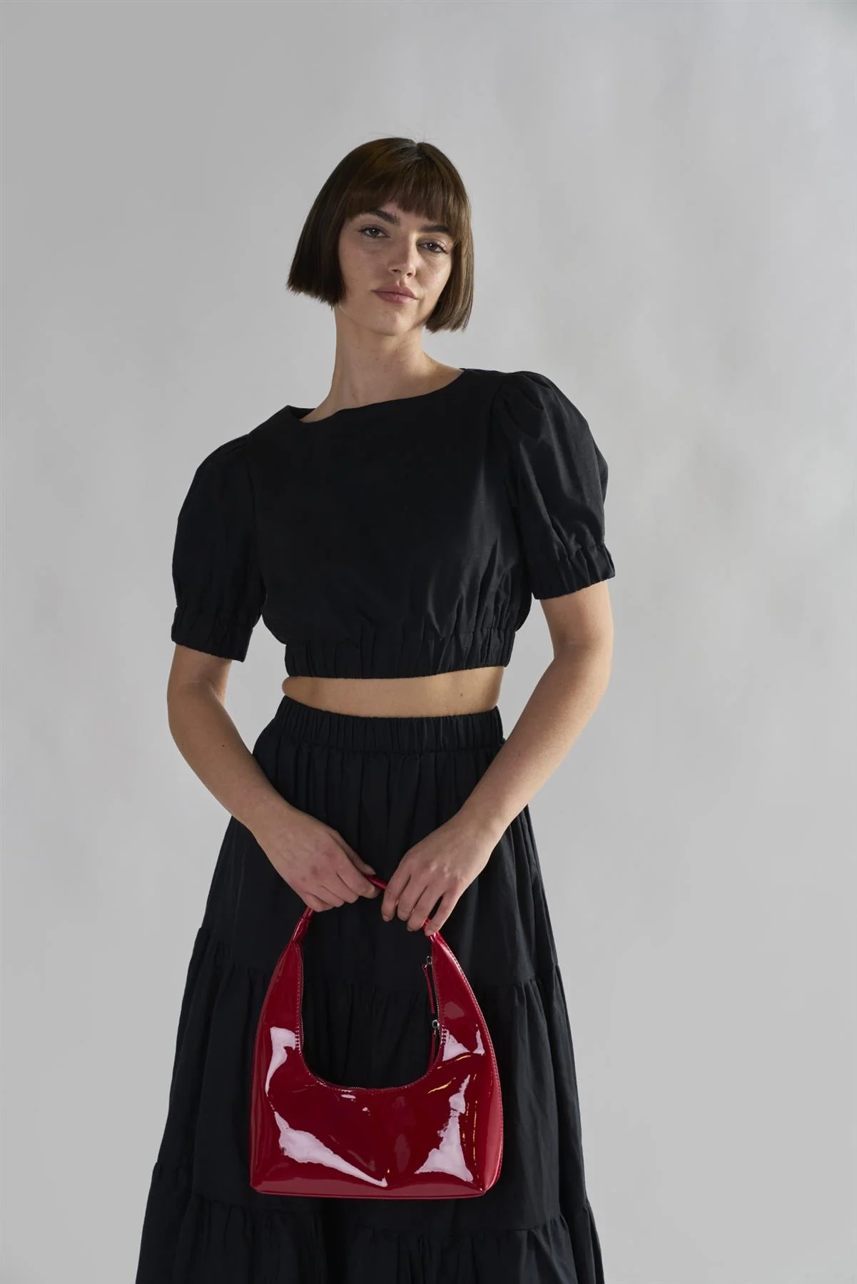 Black Puff-Sleeves Crop Tops - Image 3