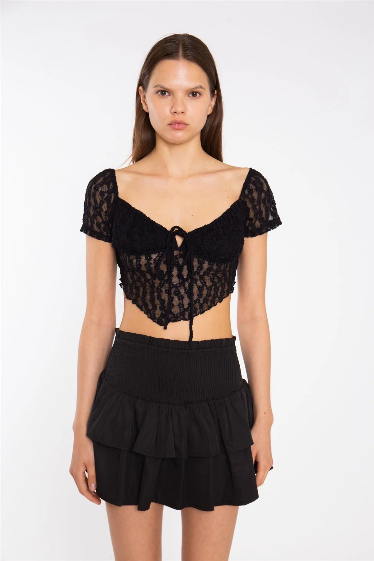 Black RaRa Smocked-Waist Mini-Skirt - Image 4