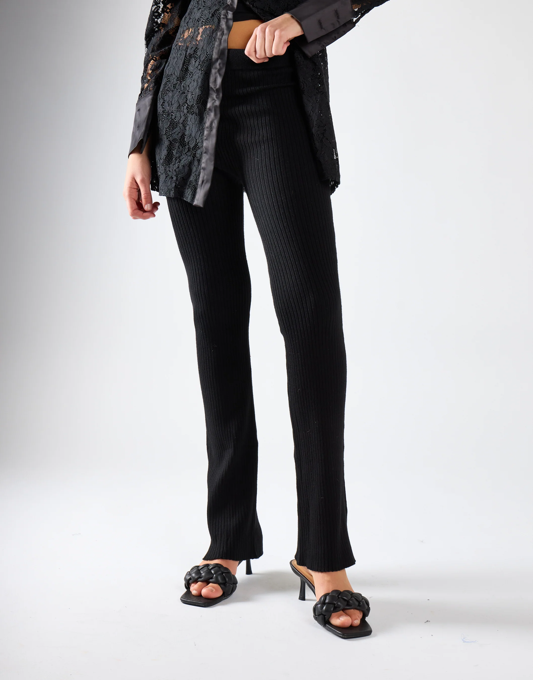 Black Ribbed Leggings - Image 3