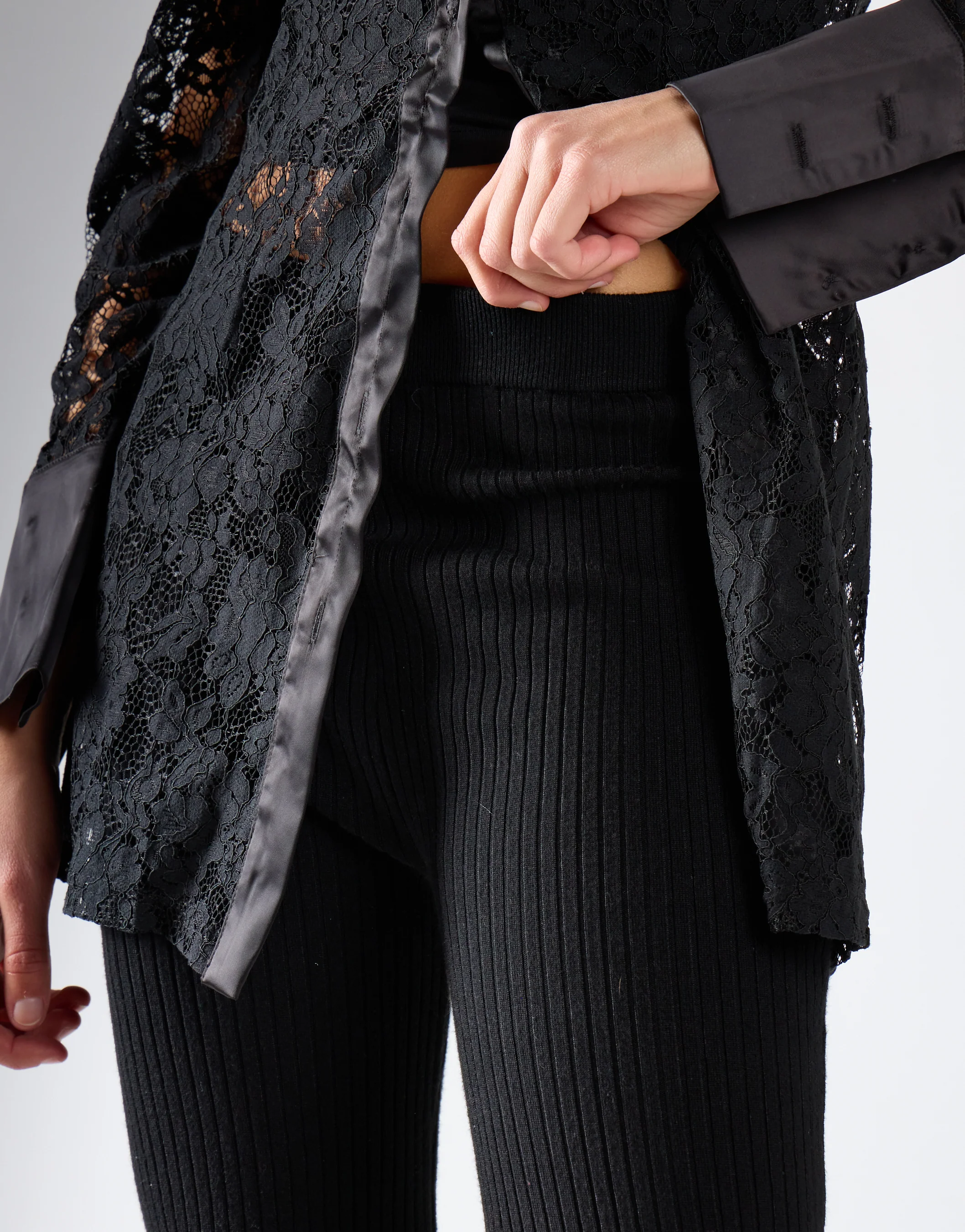 Black Ribbed Leggings - Image 4
