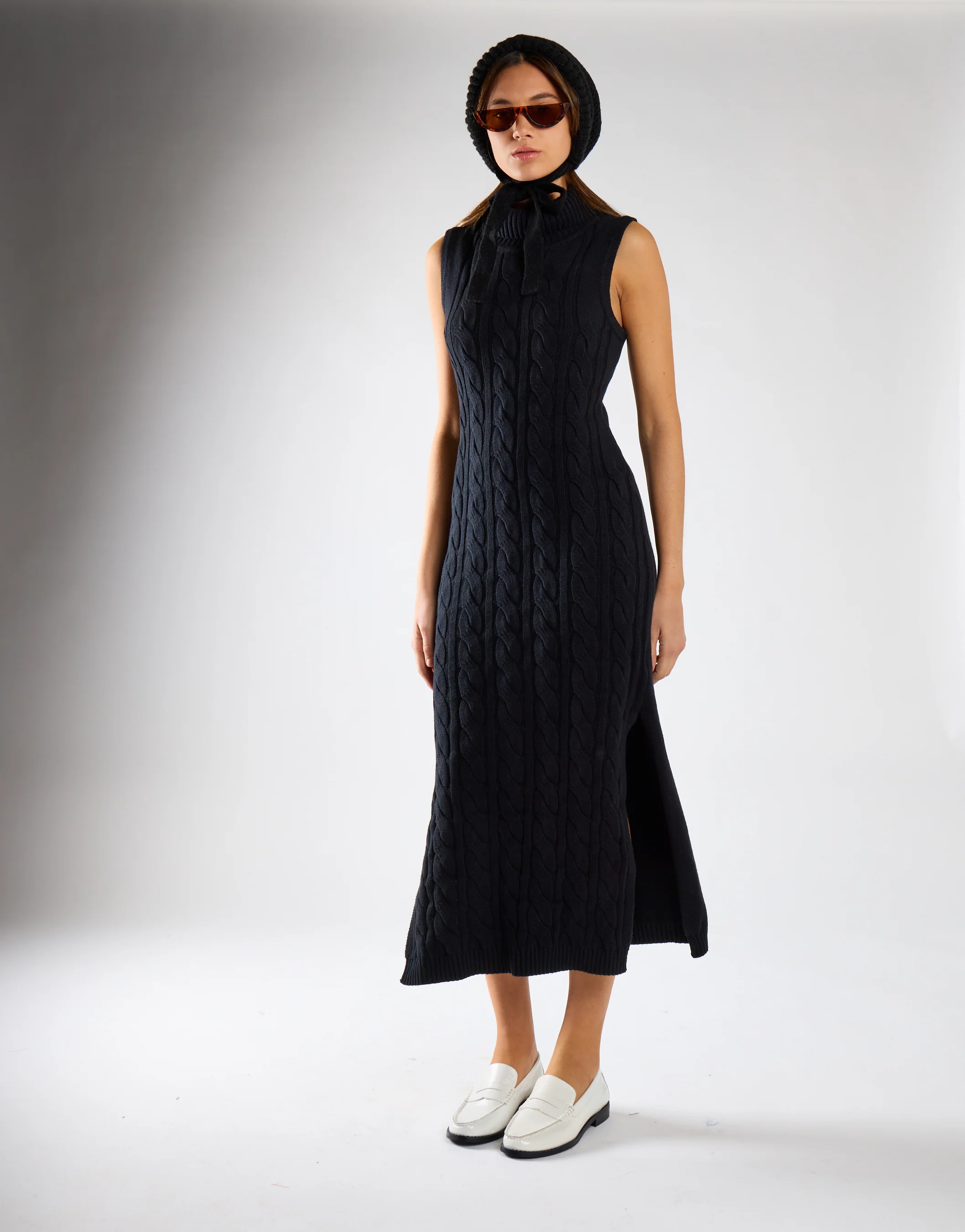 Black Roll-Neck Midi Dress