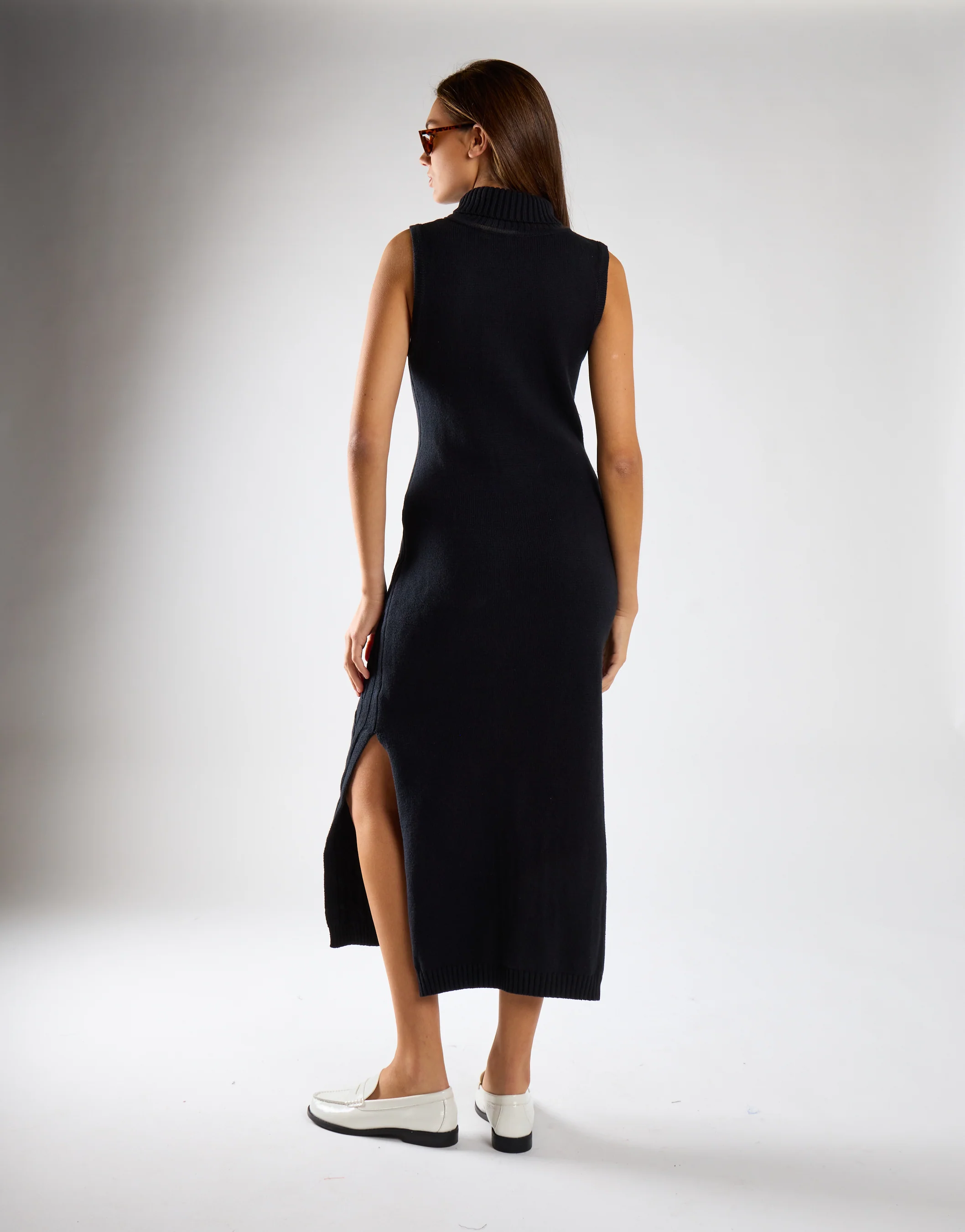 Black Roll-Neck Midi Dress - Image 2
