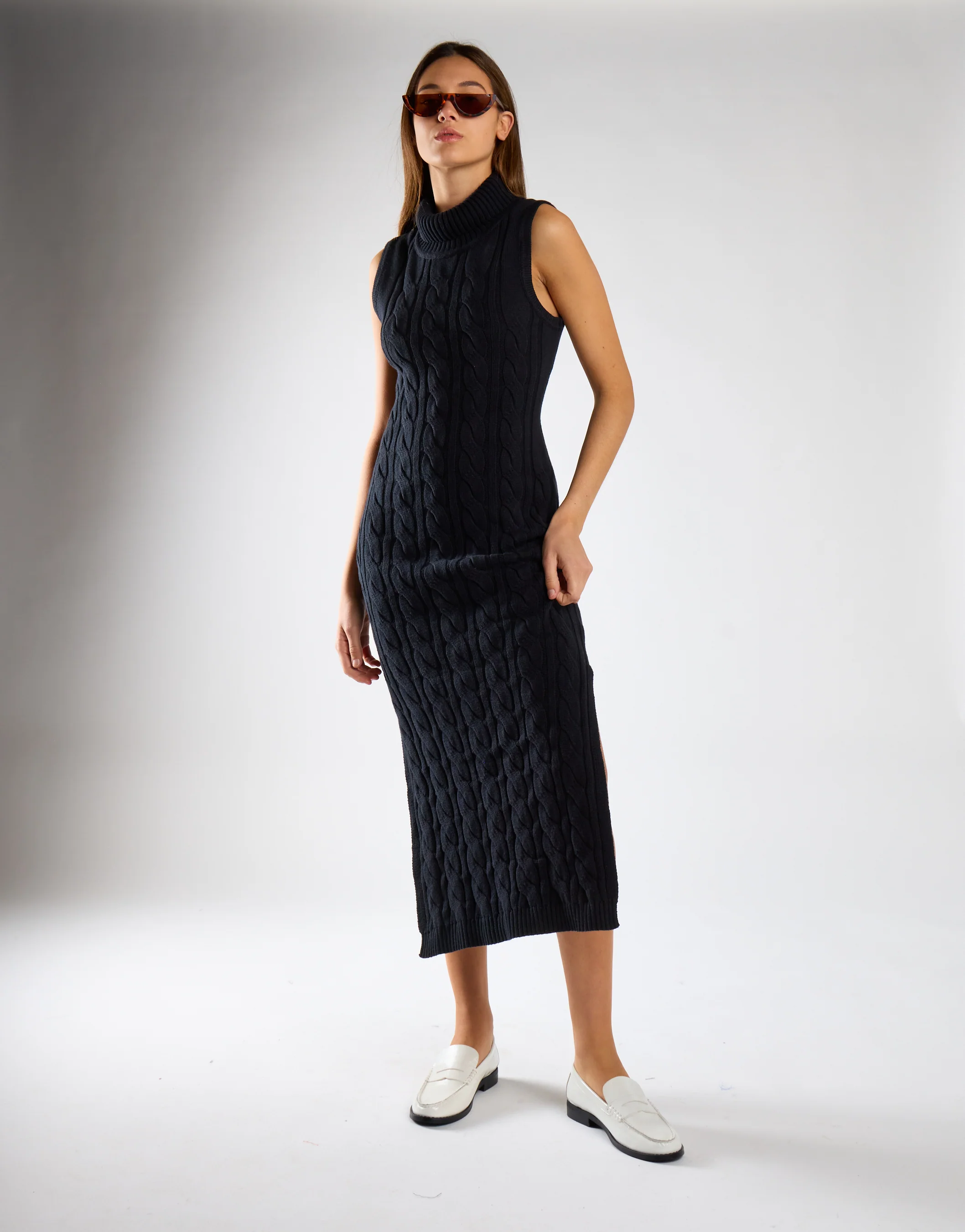 Black Roll-Neck Midi Dress - Image 3
