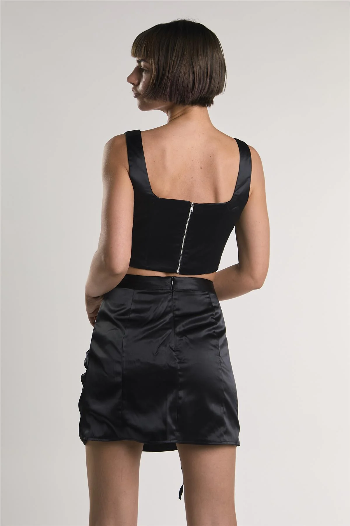 Black Ruched Mini Skirt - Image 2