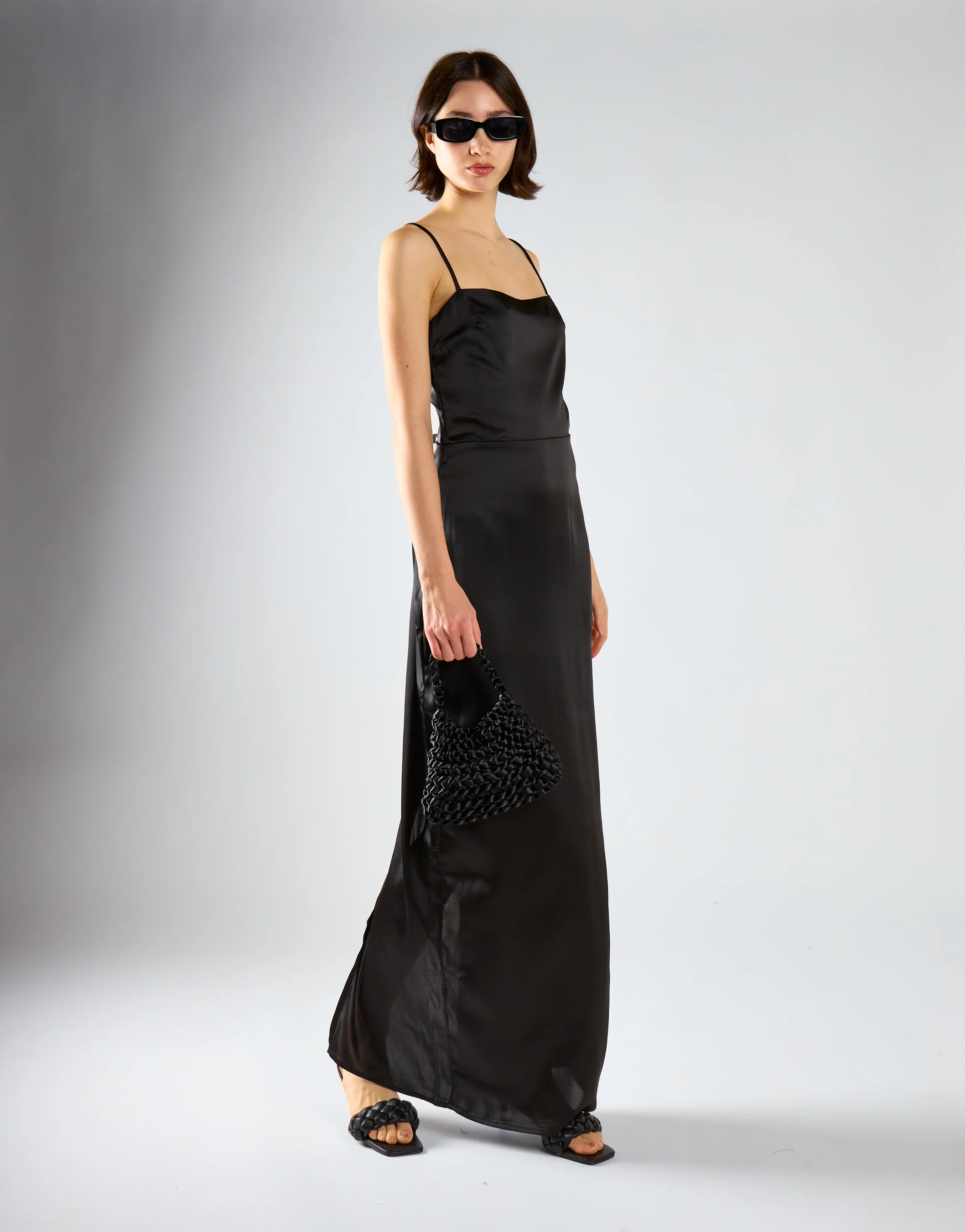 Black Satin Maxi-Dress - Image 3