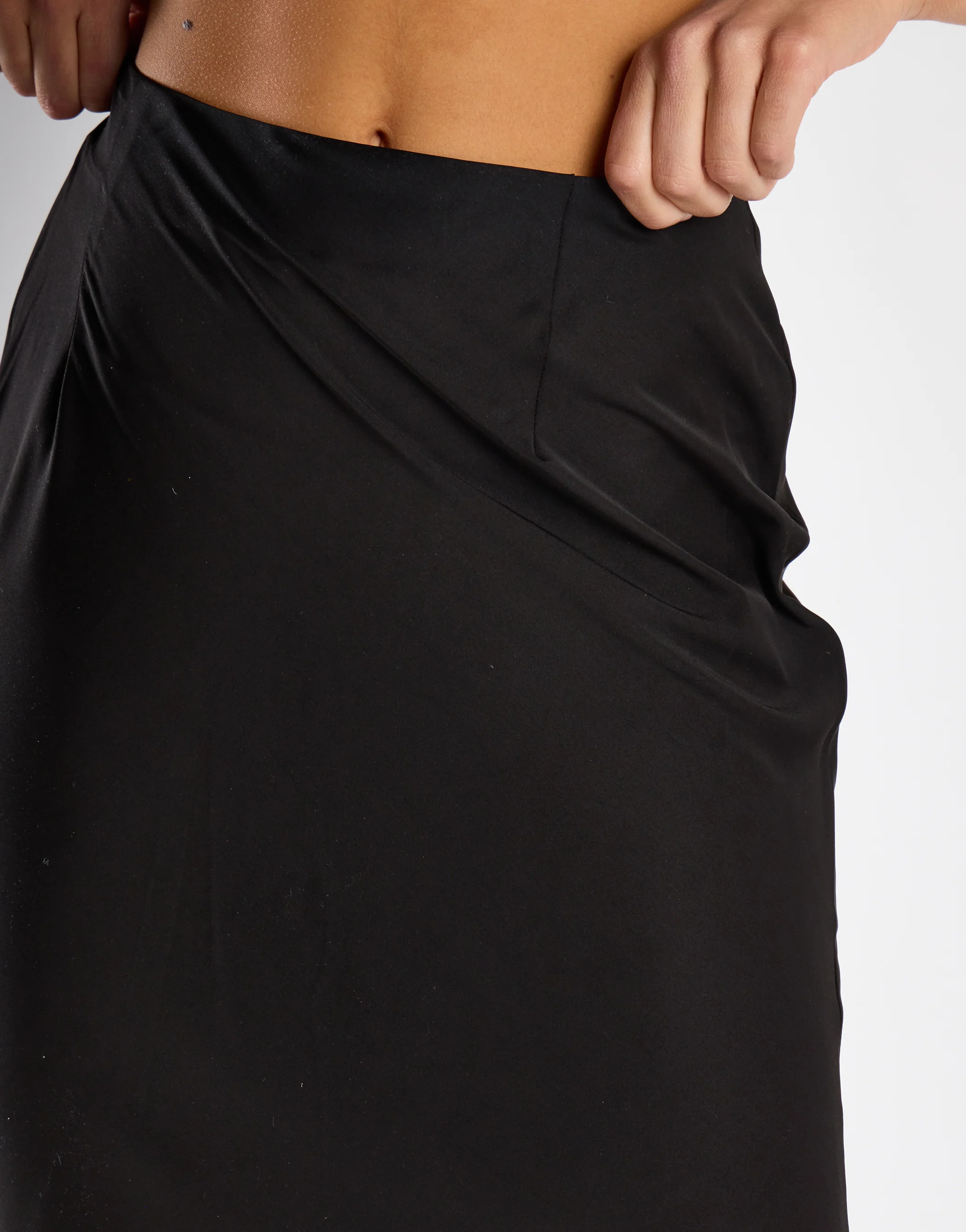 Black Satin Midi Skirt - Image 4