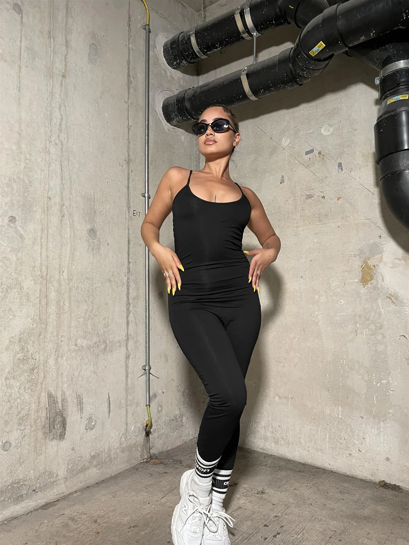 Black Scoop-Neck Full-Body-Unitard - Image 3
