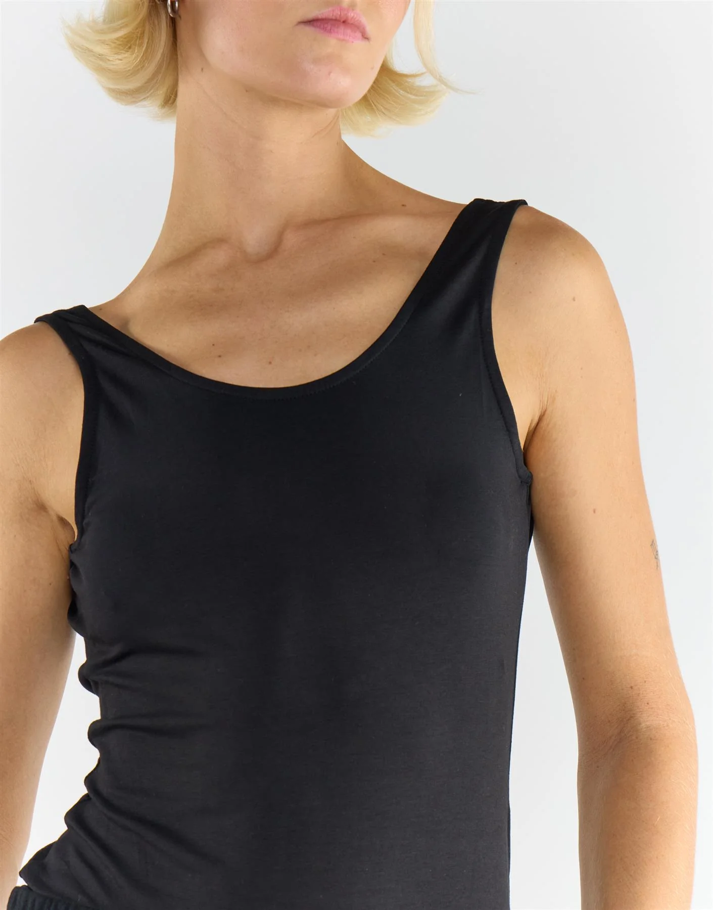 Black Scoop Neck Sleeveless Cotton Bodysuit - Image 3