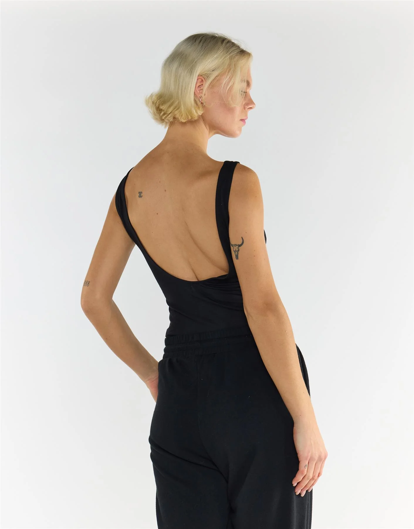 Black Scoop Neck Sleeveless Cotton Bodysuit - Image 4