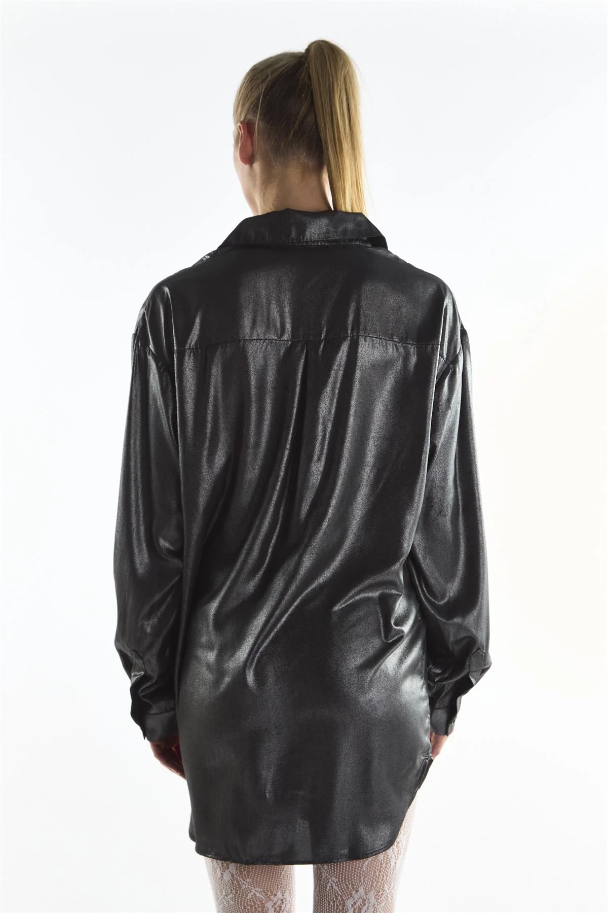 Black Shimmer Long Sleeve Shirt - Image 4