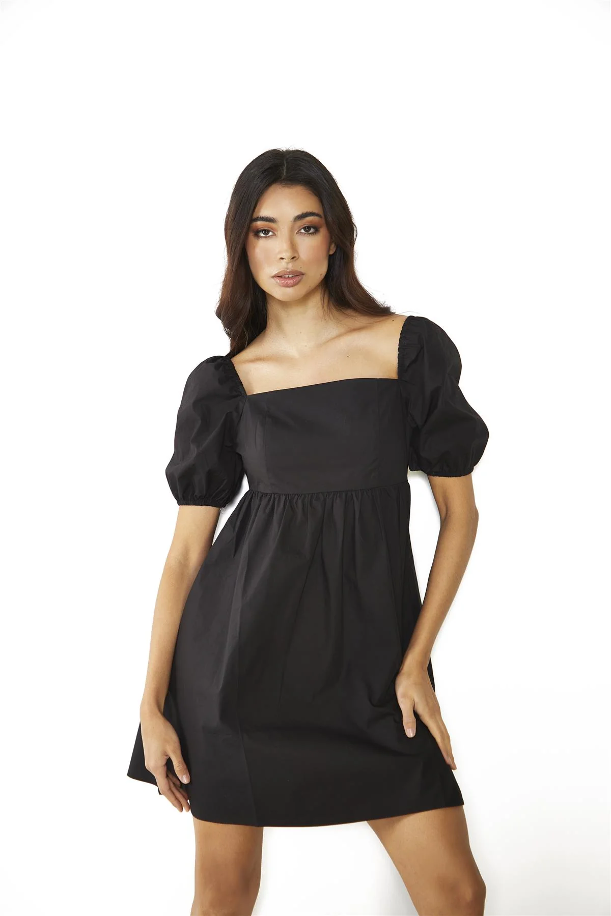 Black Square-Neck Mini-Dress - Image 3