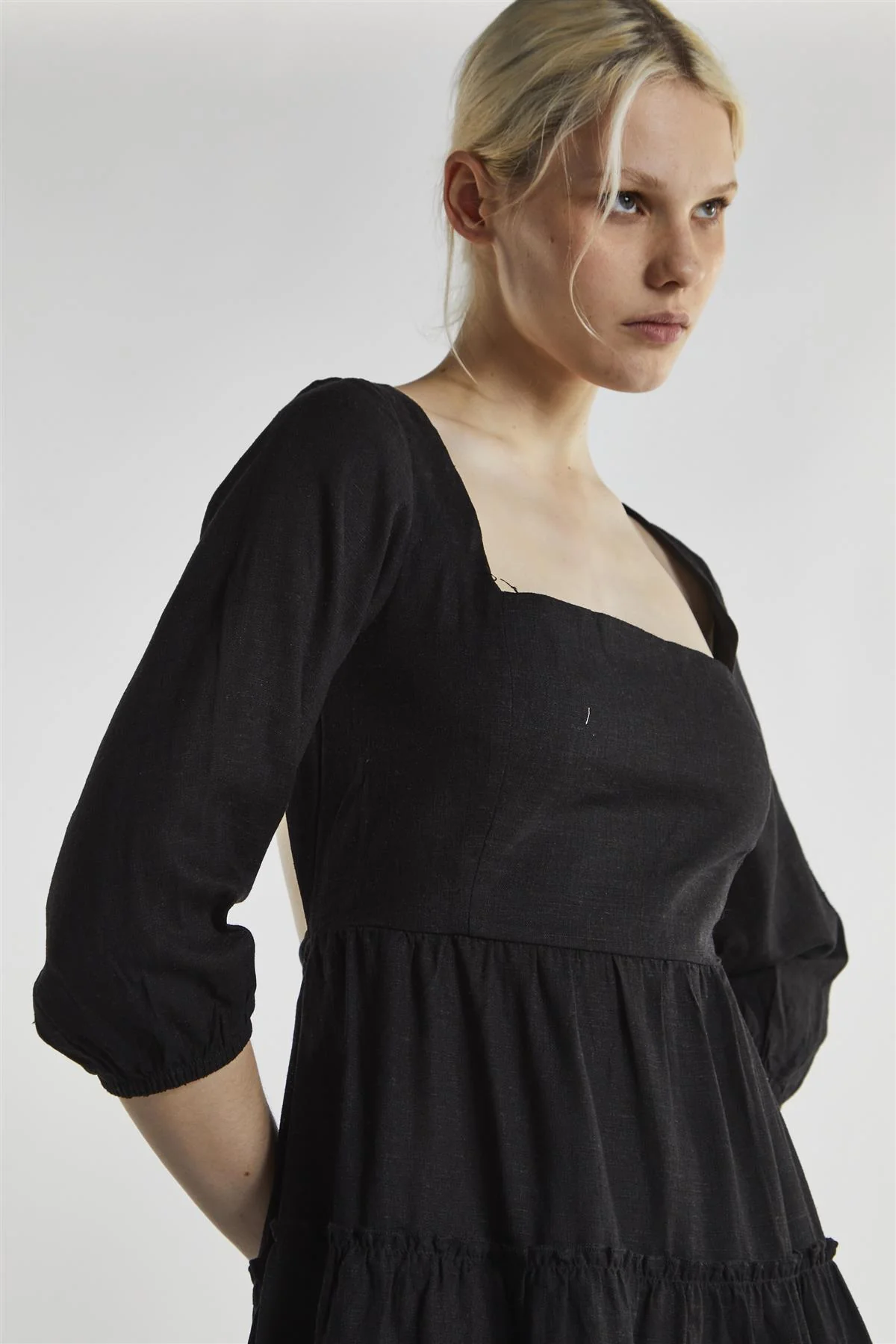 Black Square Neck Mini-Dress - Image 4