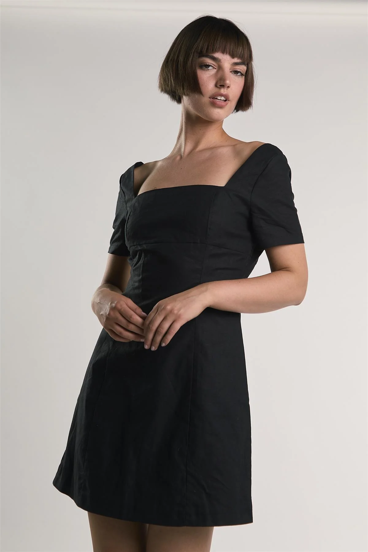 Black Square-Neck Mini-Dress - Image 3