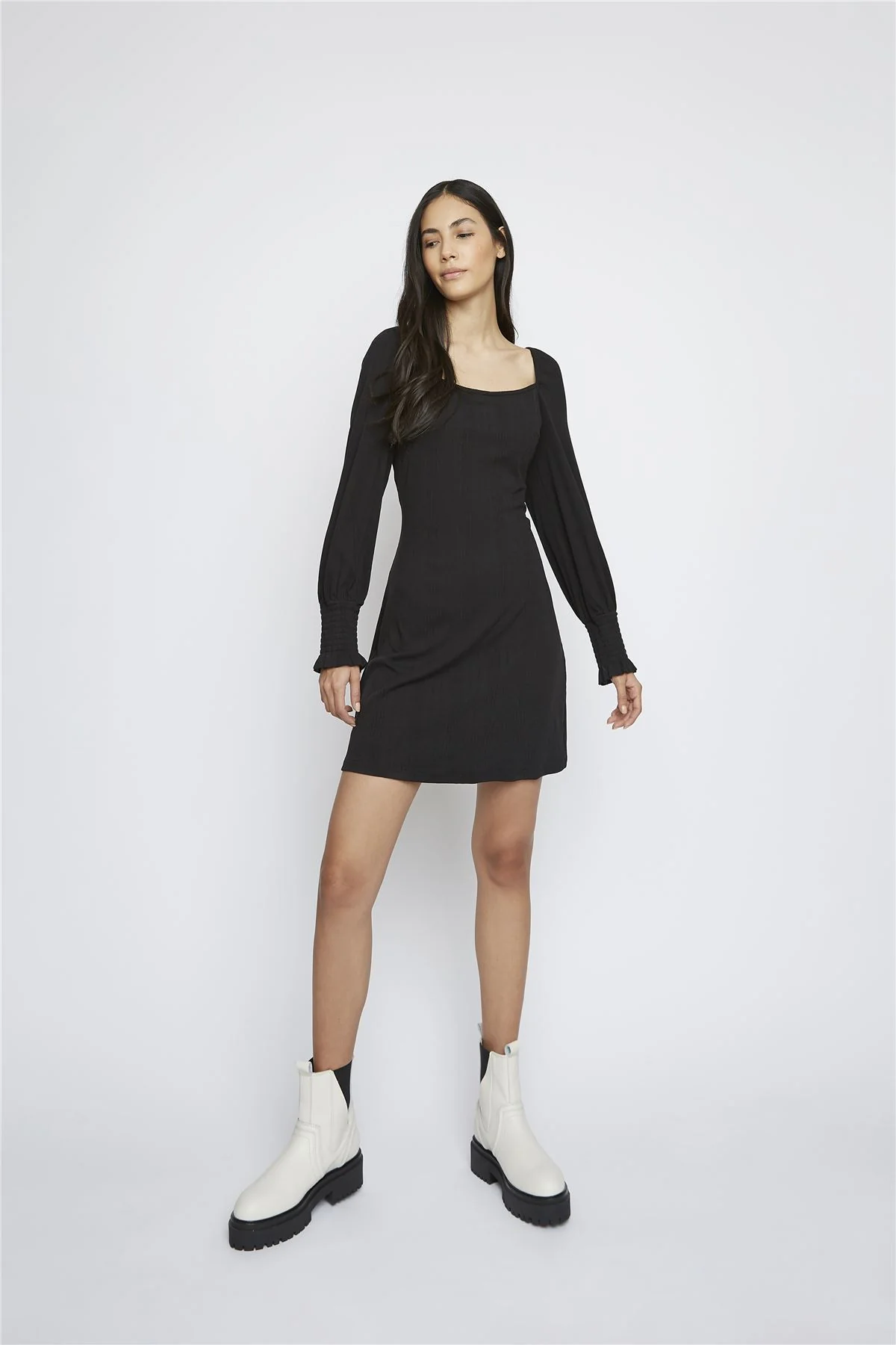 Black Square-Neck Mini-Dress - Image 4