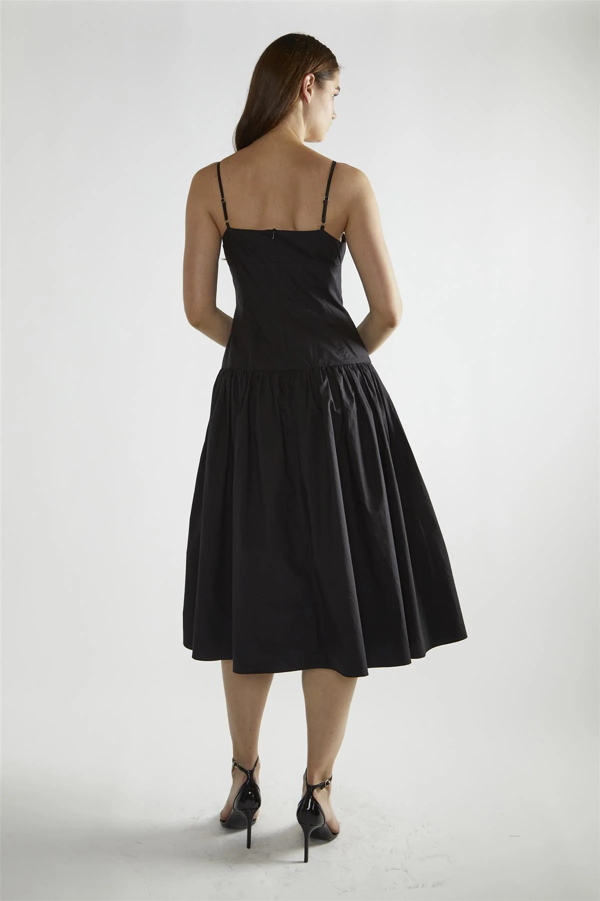 Black Square-Neck Skater Midi-Dress - Image 2