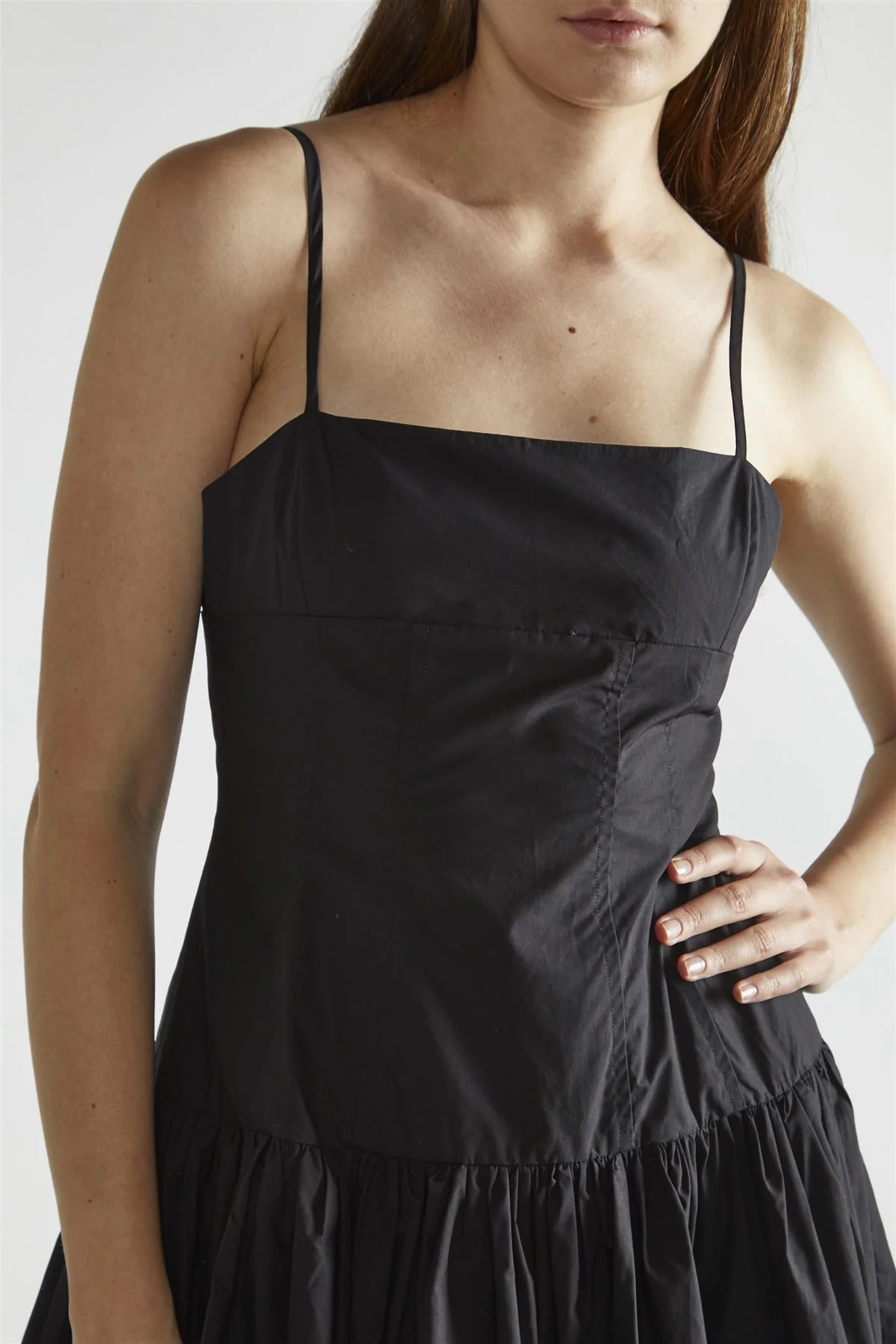 Black Square-Neck Skater Midi-Dress - Image 4