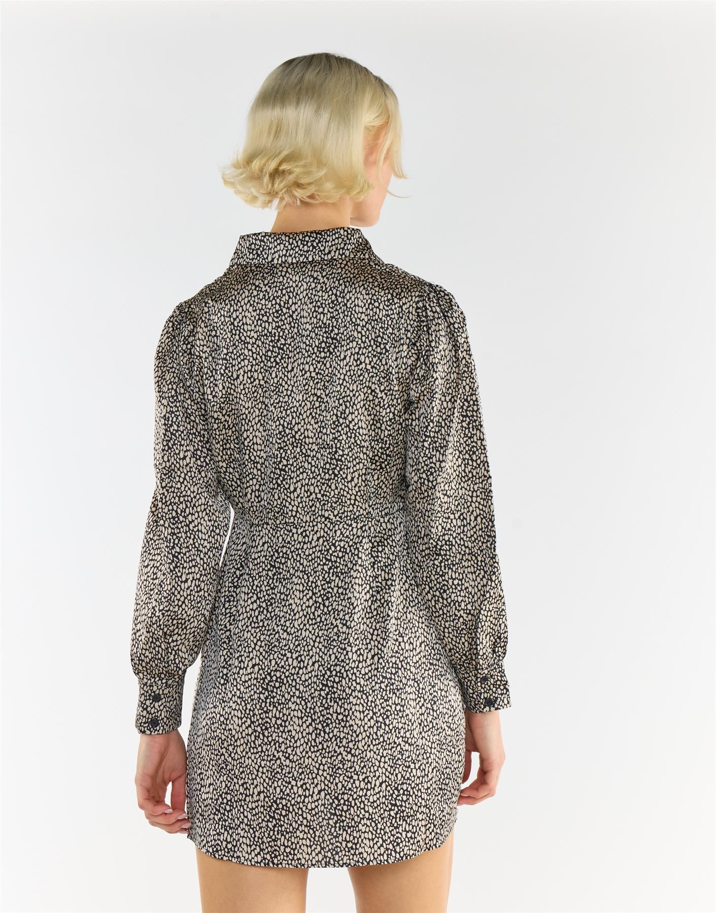 Black Stone Spot Print Shirt Dress - Image 2