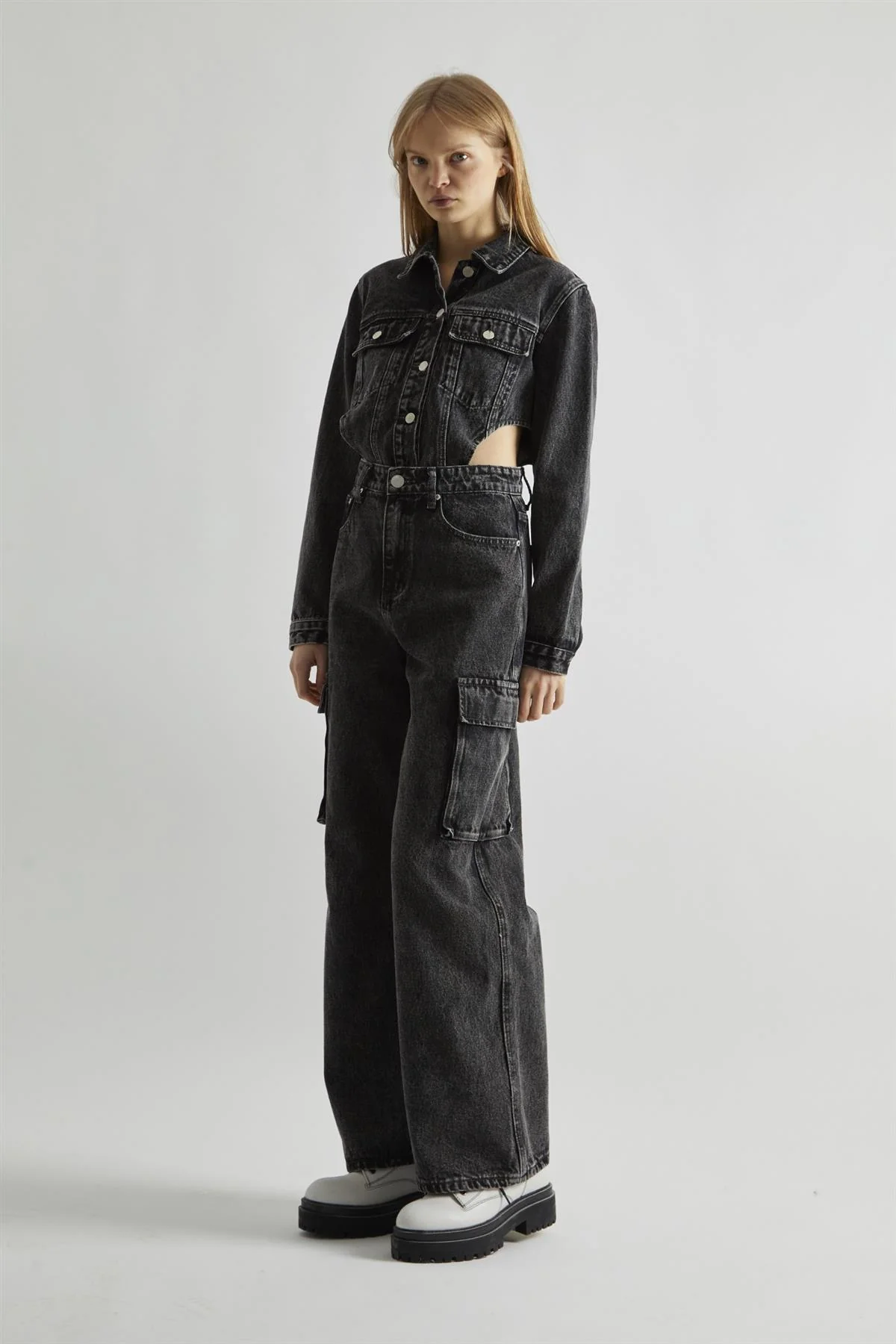 Black Stonewash-Denim Bodysuit - Image 4