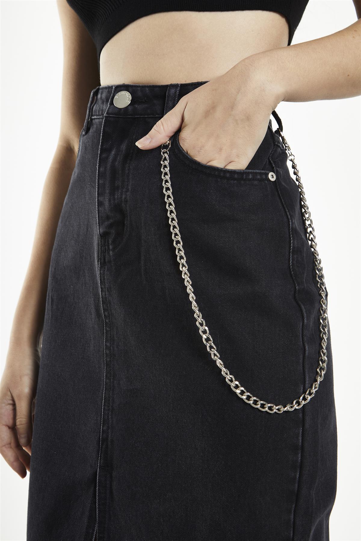 Black Straight Pencil Midi-Skirt - Image 4