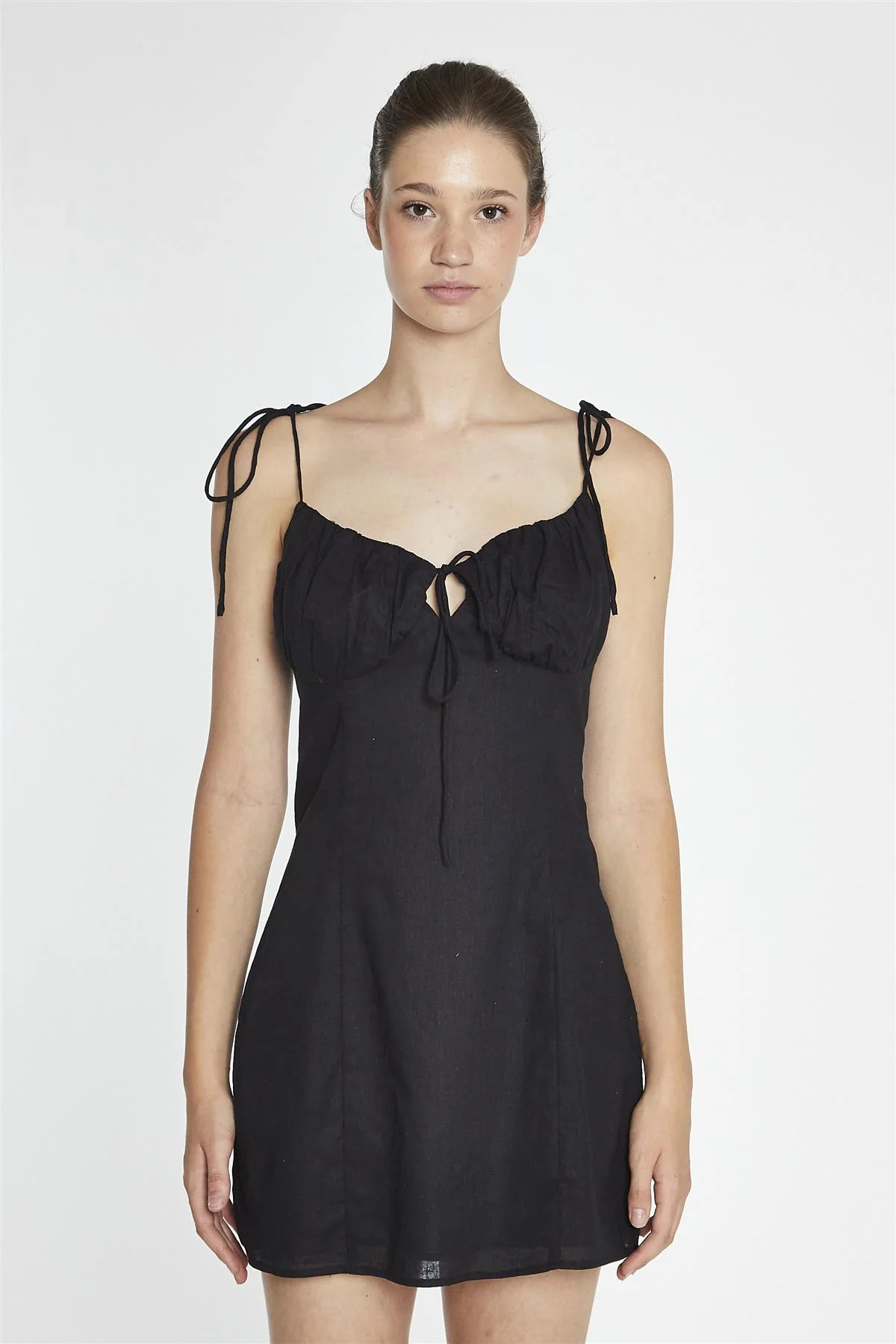 Black Strappy Milkmaid Mini-Dress - Image 3