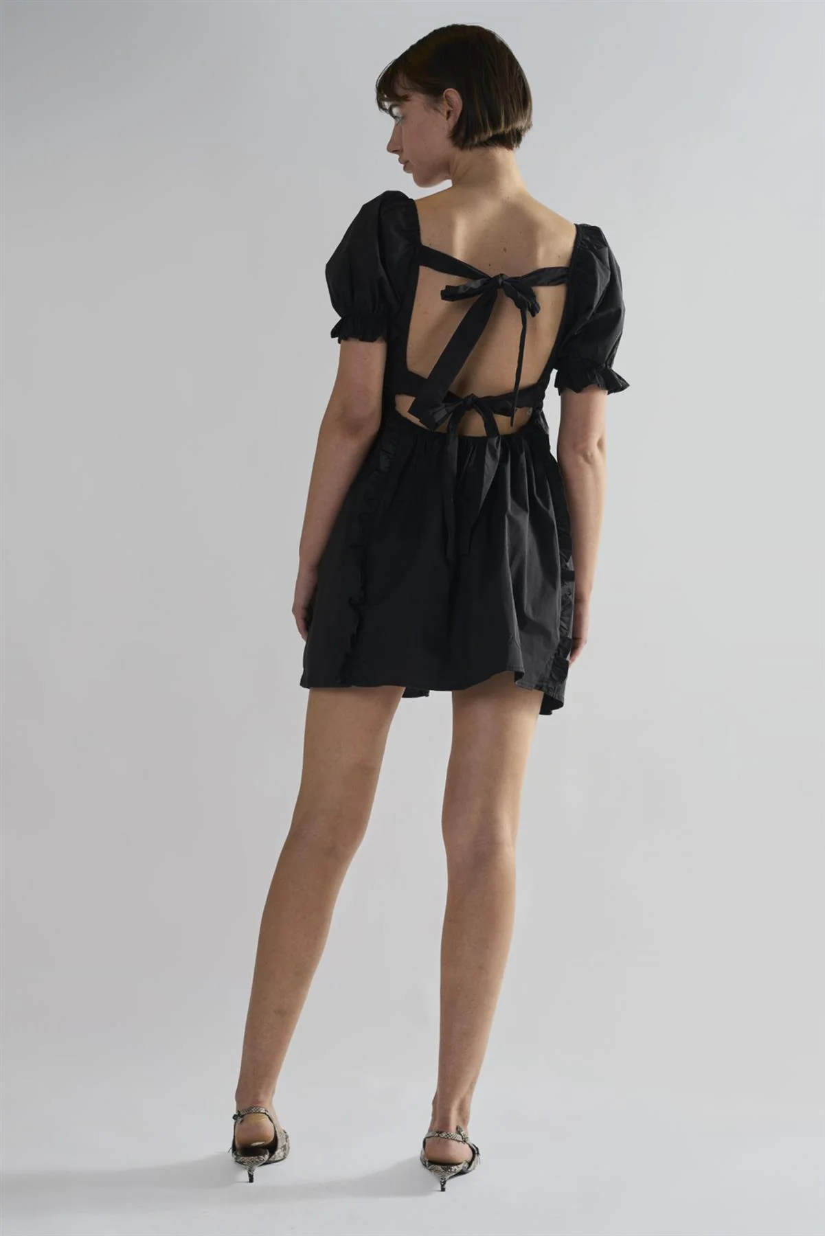 Black Tie-Back Mini-Dresses - Image 2