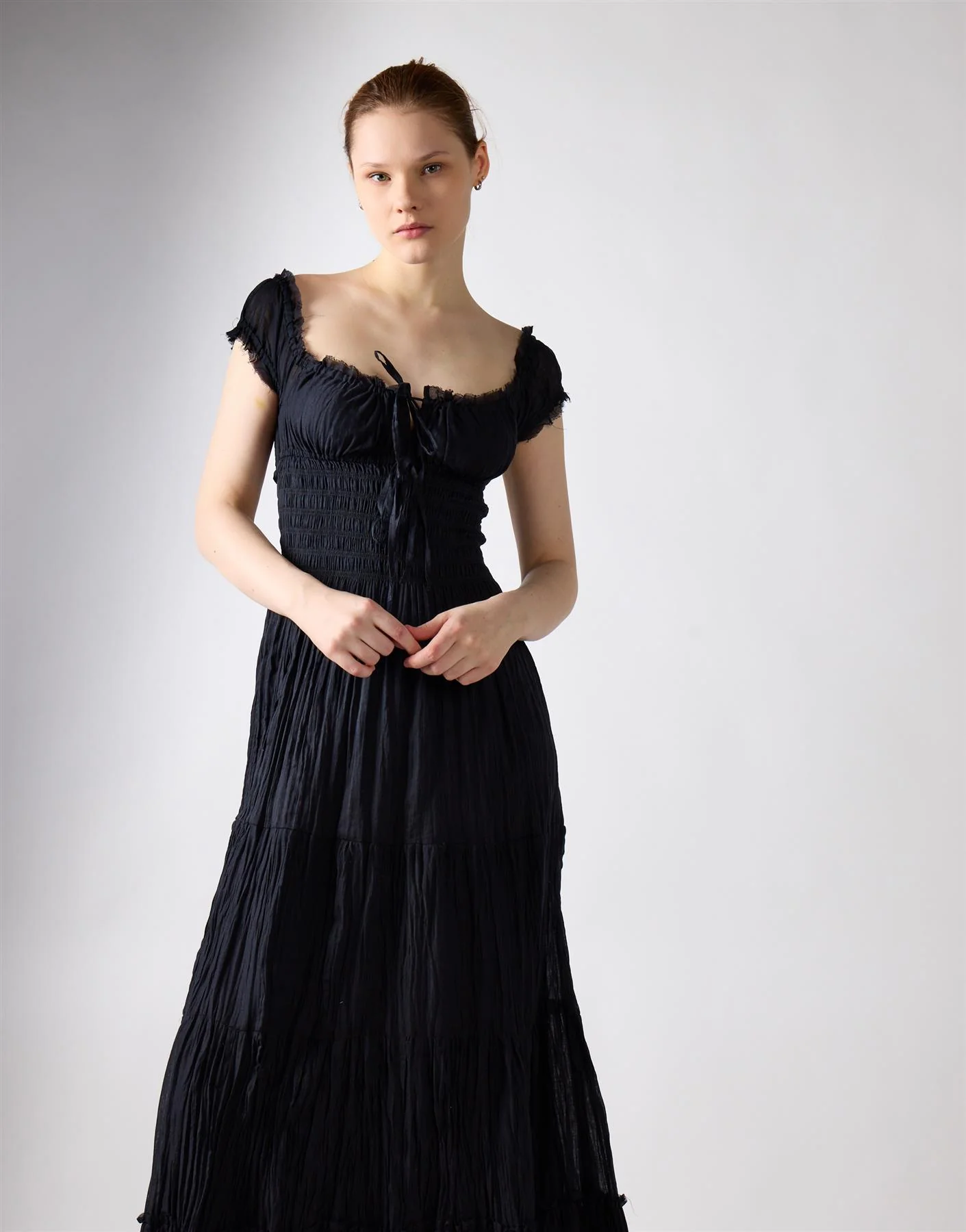 Black Tiered Maxi Dress - Image 2
