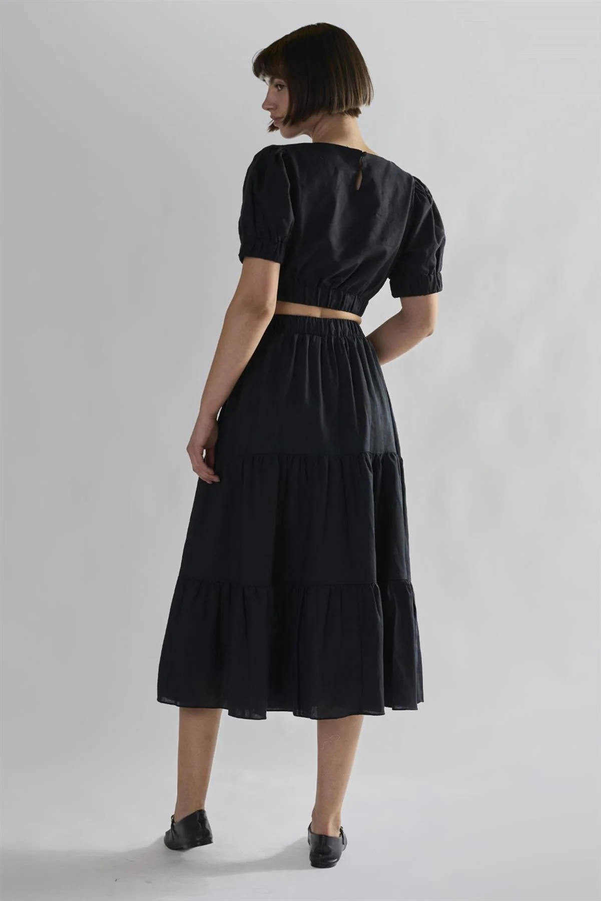 Black Tiered Midi-Skirts - Image 2
