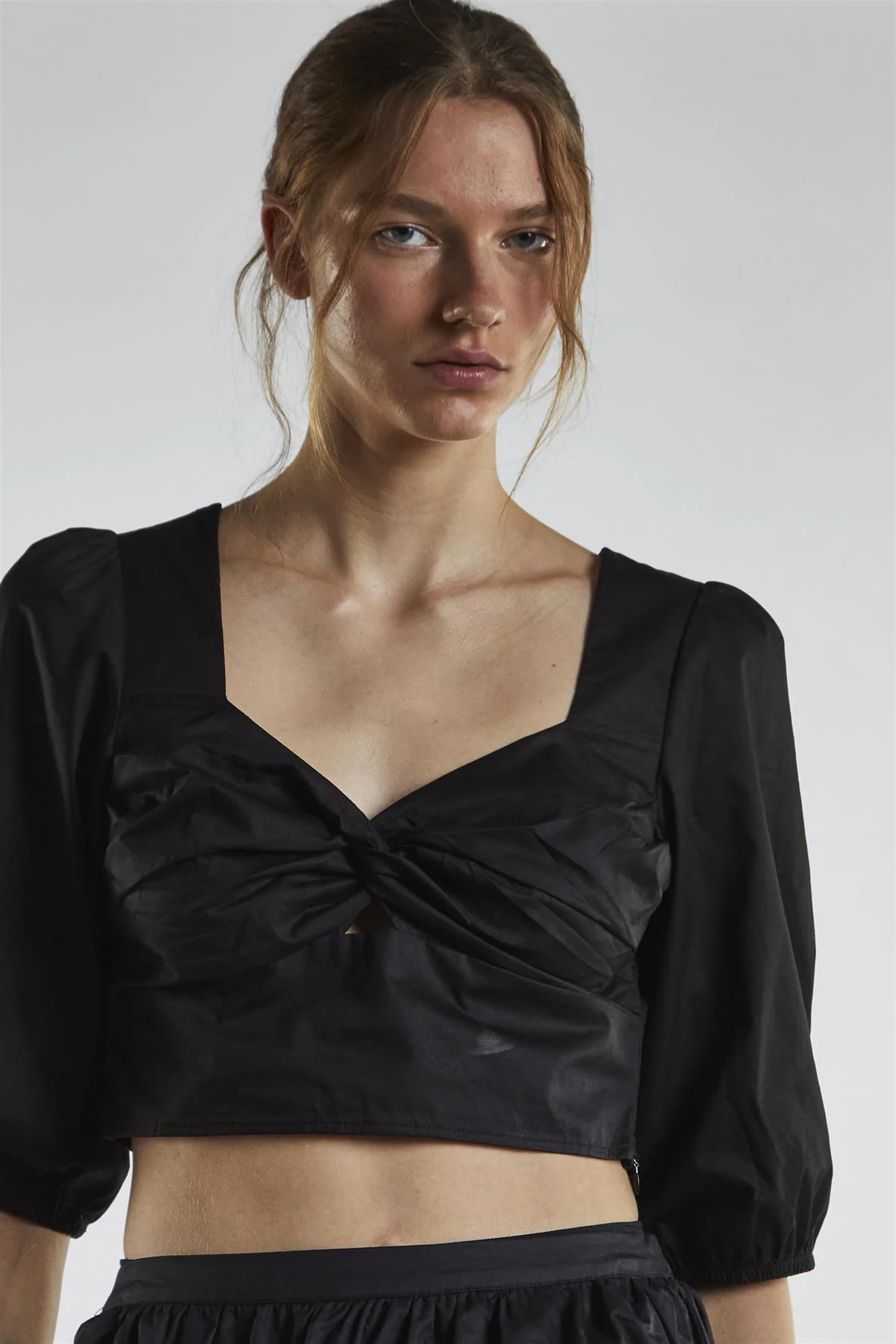 Black Twist-Front Crop-Top - Image 3
