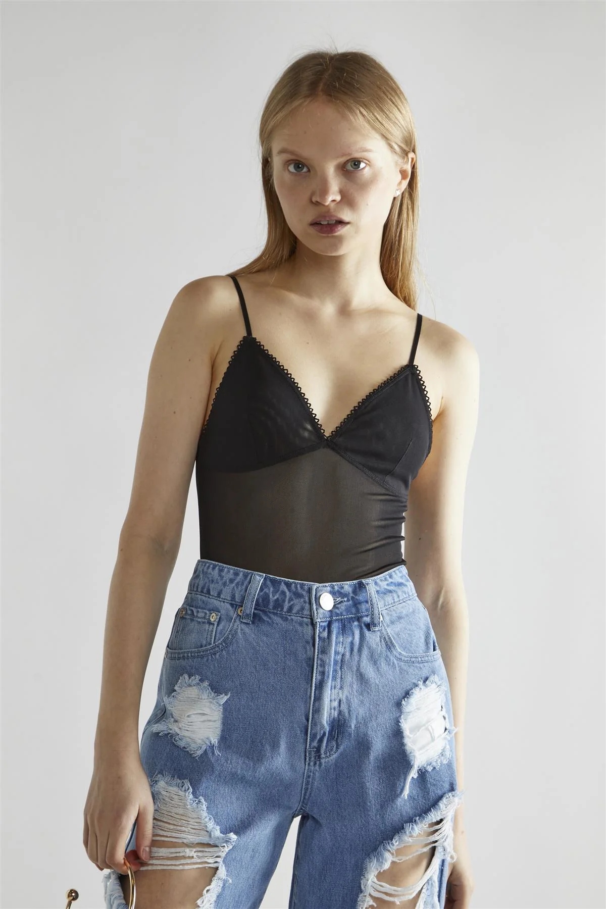 Black V-Neck Sleeveless-Bodysuit - Image 3